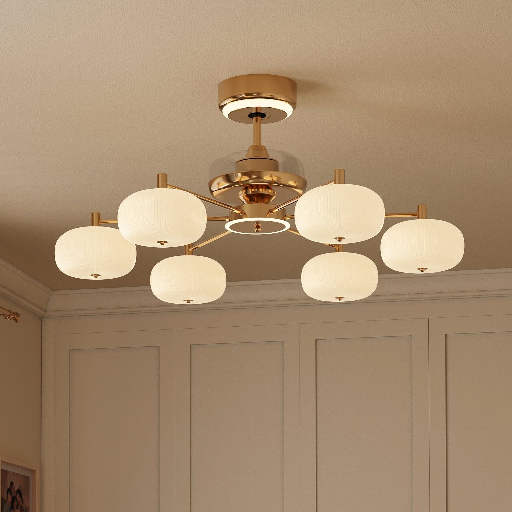Lightsin Ceiling Fan Light with 6-Speed Control in Copper and Acrylic Lightsin UK 