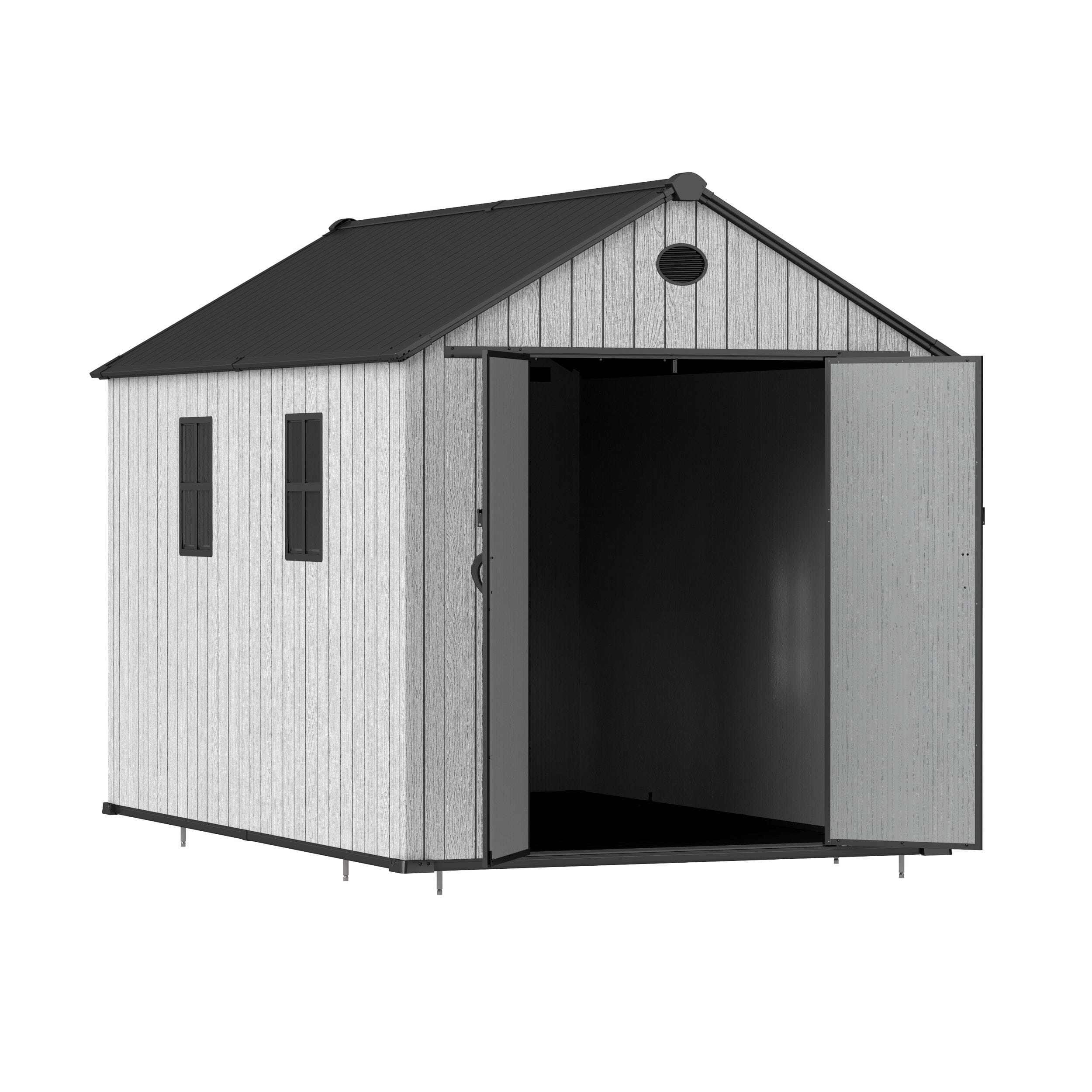 6'x8'ft/8'x8'ft/8'x12'ft/8'x16'ft Gray Wood Grain Plastic Tool Shed Living and Home 