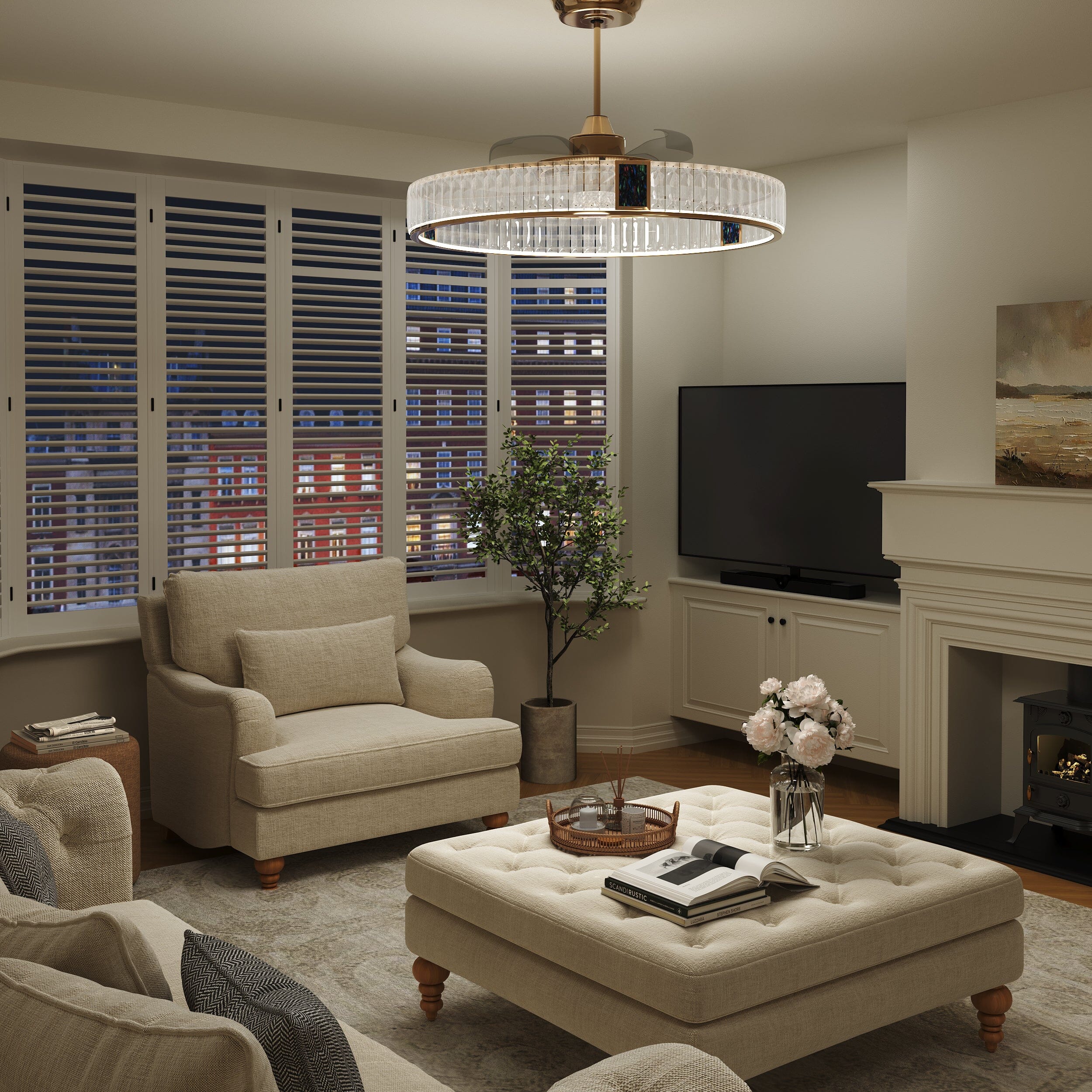 Lightsin Elegant Gold Silent Ceiling Fan Lamp with Crystal Accent Lightsin UK 