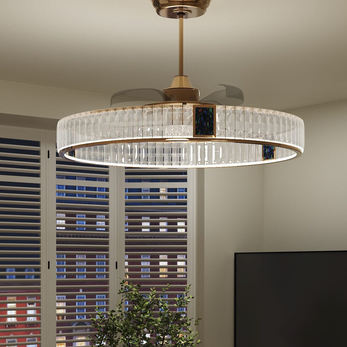 Lightsin Elegant Gold Silent Ceiling Fan Lamp with Crystal Accent Lightsin UK 