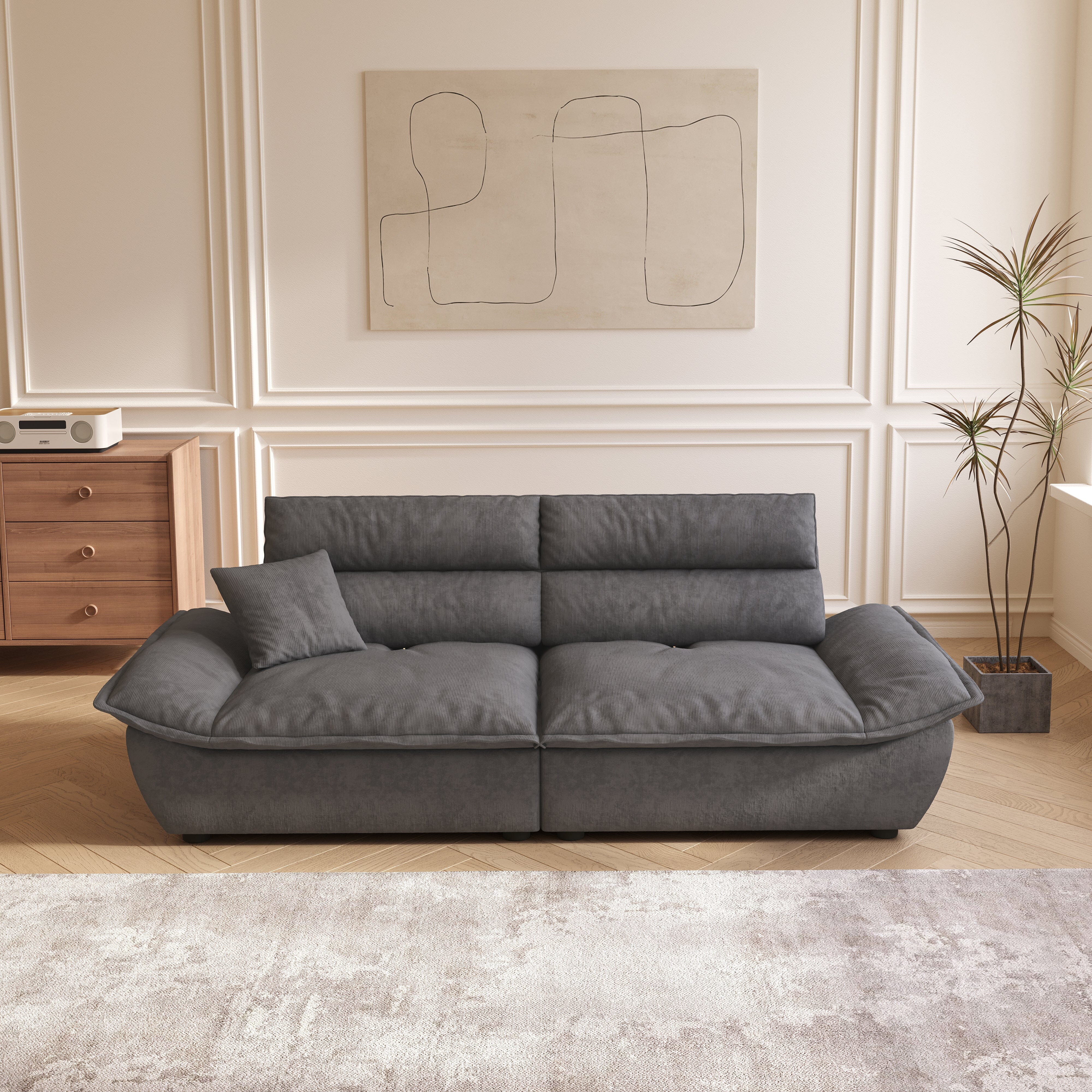 Cottonfy Adjustable Backrest Sailboat Corduroy Sofa Green Cottonfy UK 