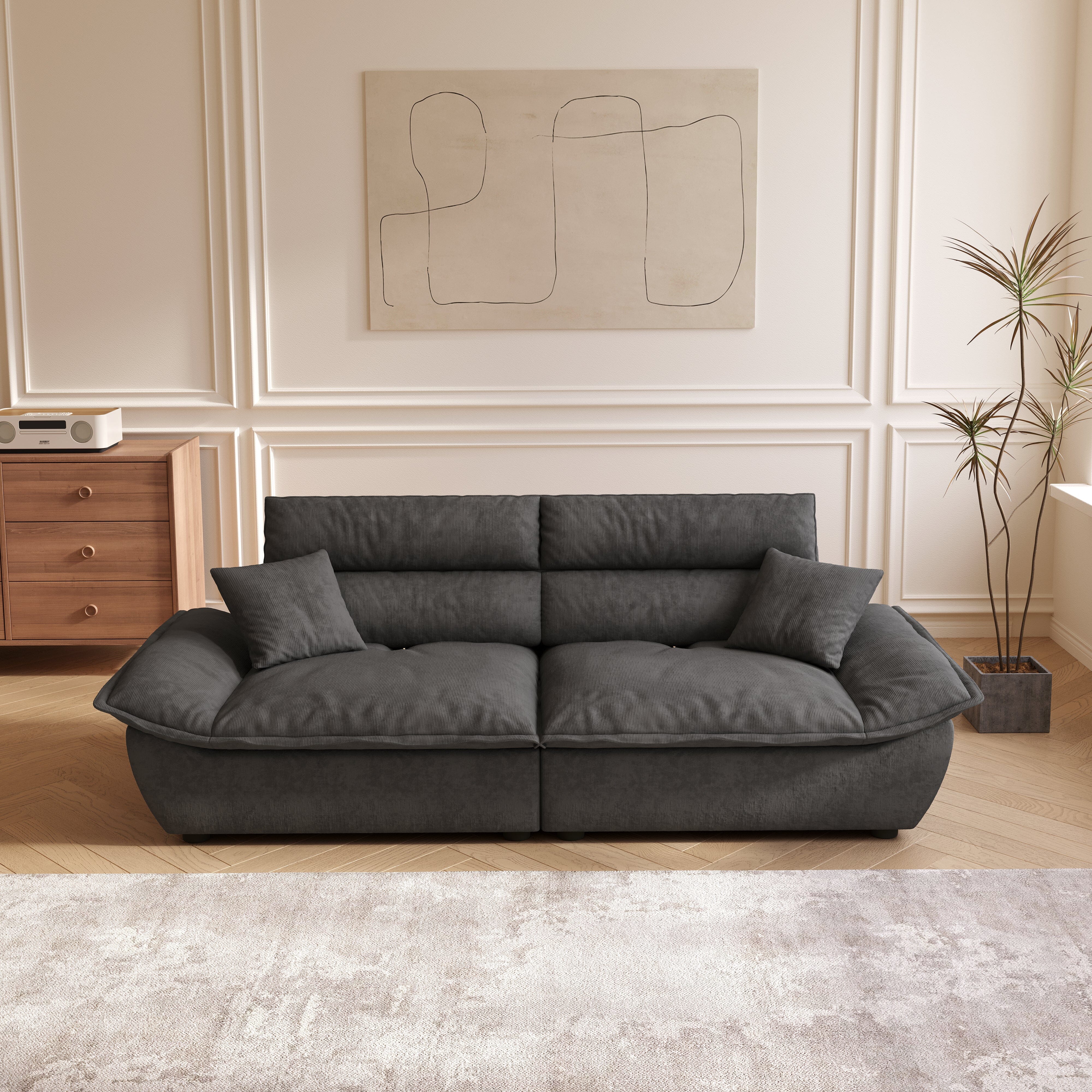 Cottonfy Adjustable Backrest Sailboat Corduroy Sofa Green Cottonfy UK 