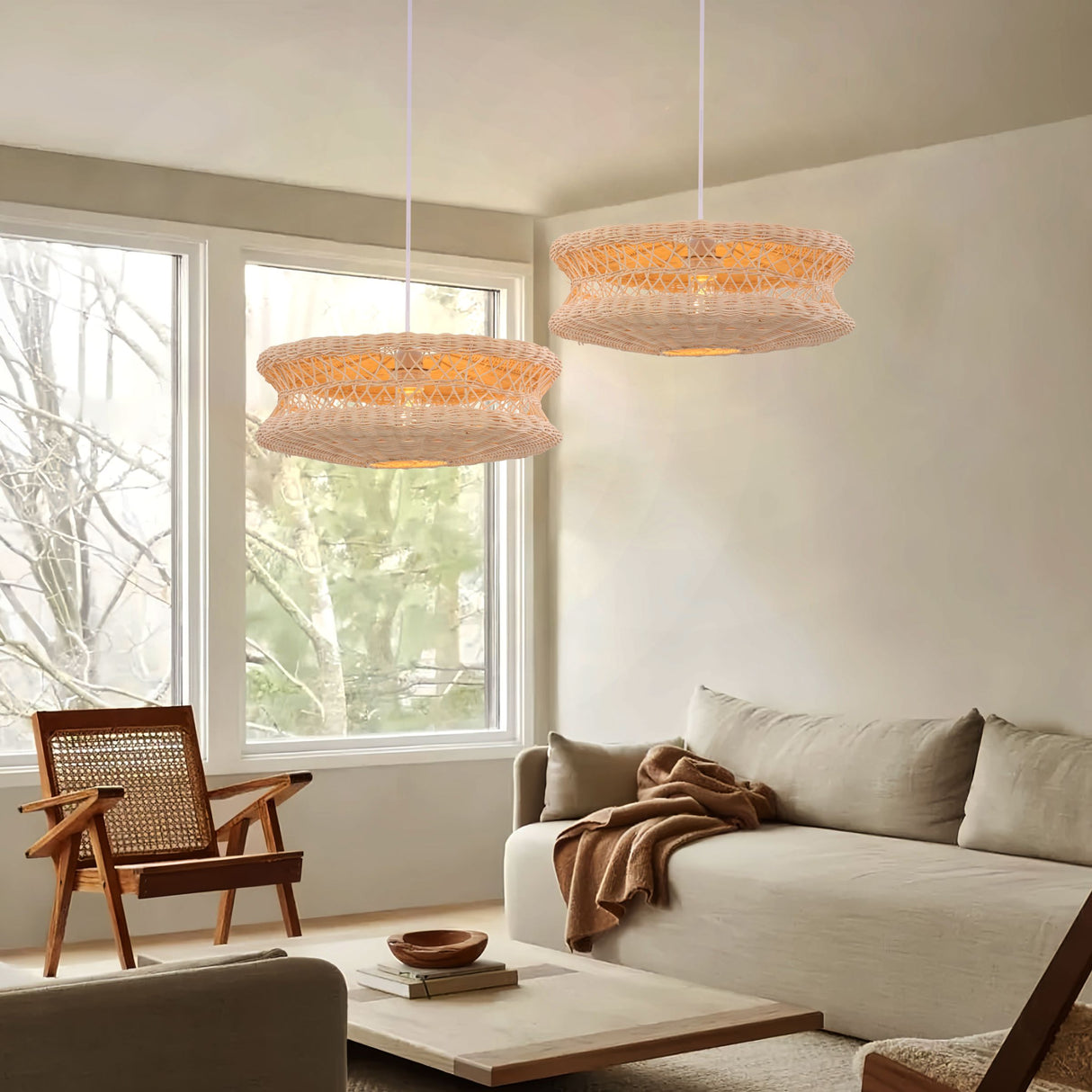 Lightsin Bohemian Wicker Hanging Lamp with Layered Woven Structure Lightsin UK S 