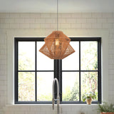 Lightsin Khaki Handwoven Paper Rope Pendant Light with Iron Frame Lightsin UK 