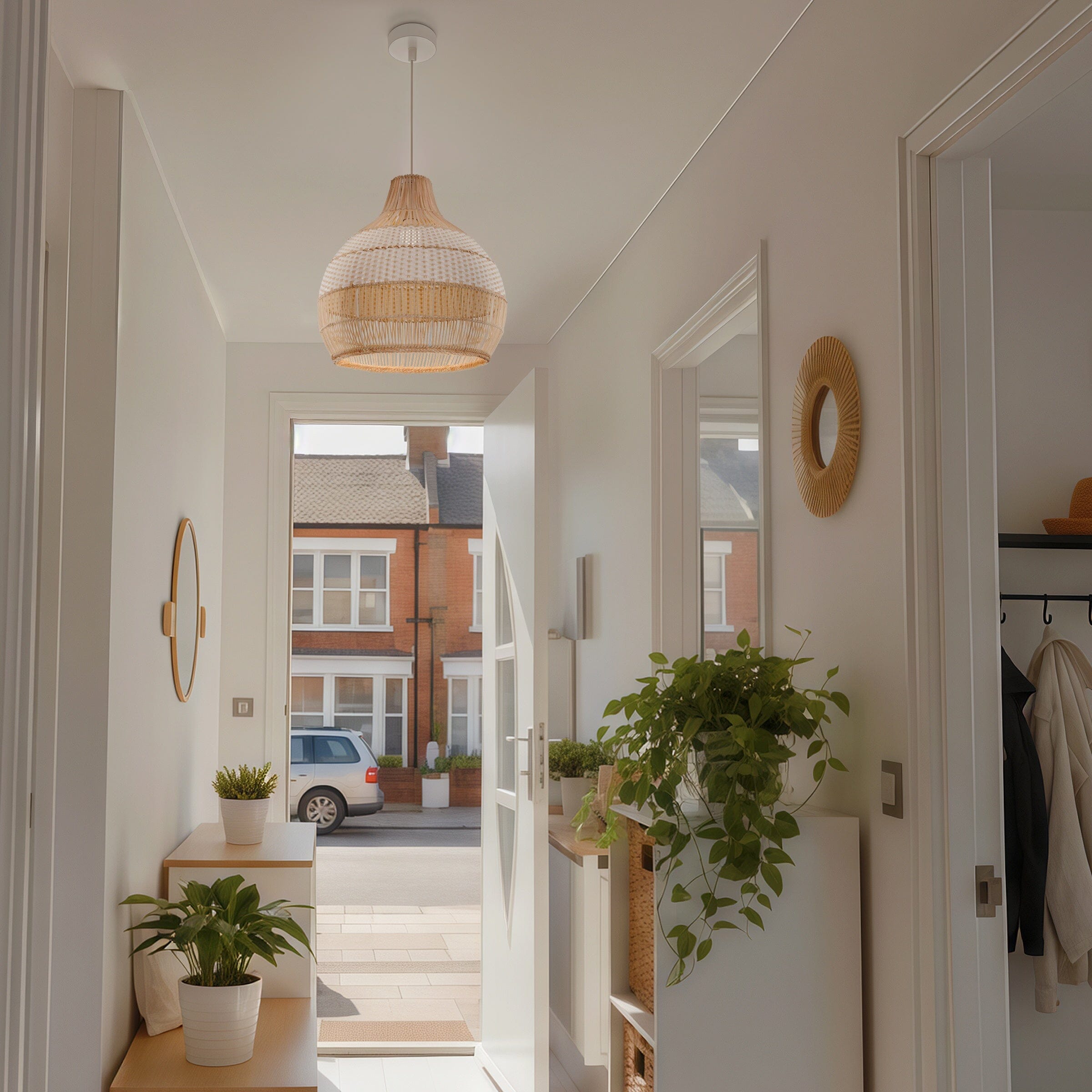 Lightsin Handwoven Rattan Pendant Light for Kitchen and Boho-Style Interiors Lightsin UK L 