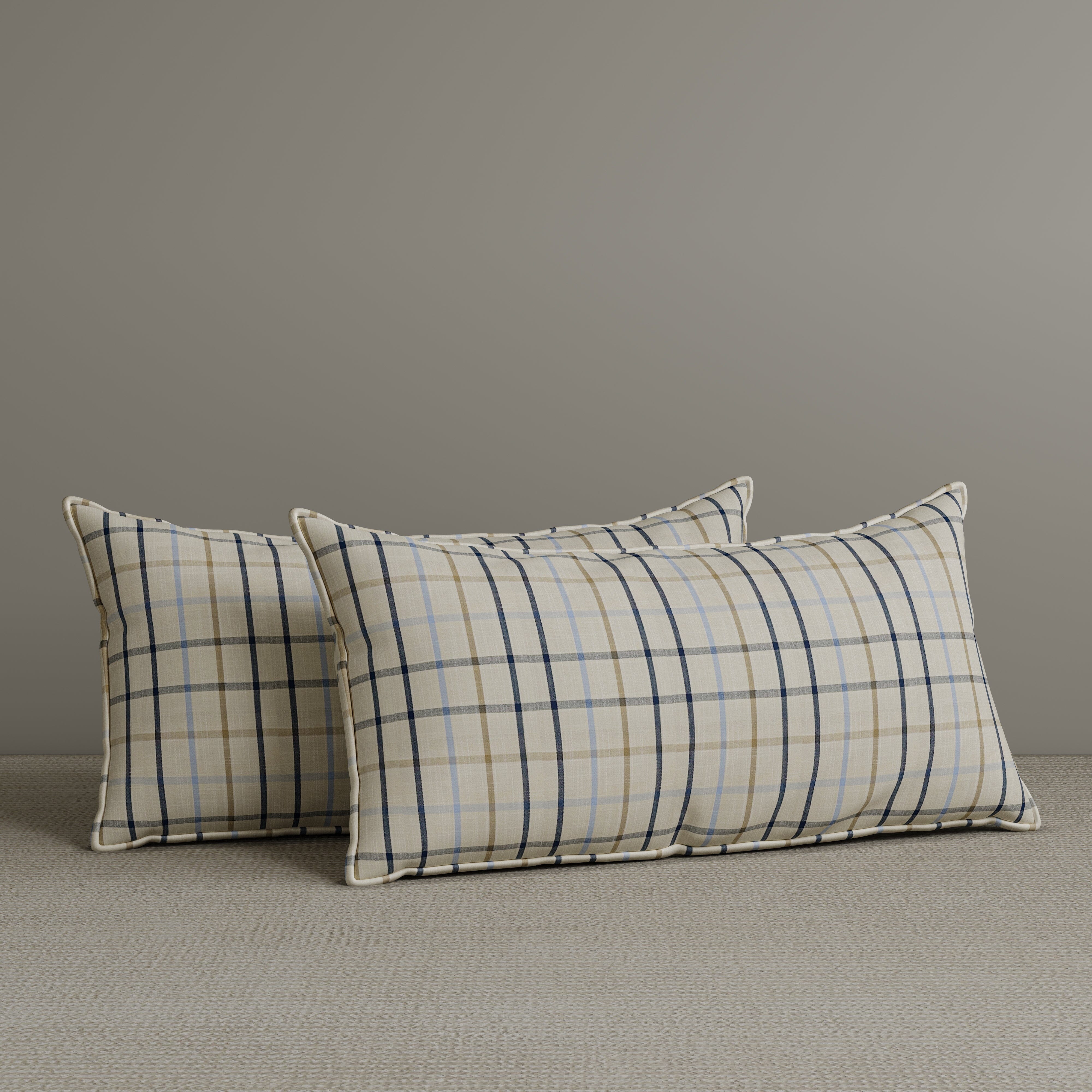 ‍Exclusive Waist Cushion in Light Blue Checkered Cotton Linen, 56*27*12 CM (100% off) Cottonfy UK 
