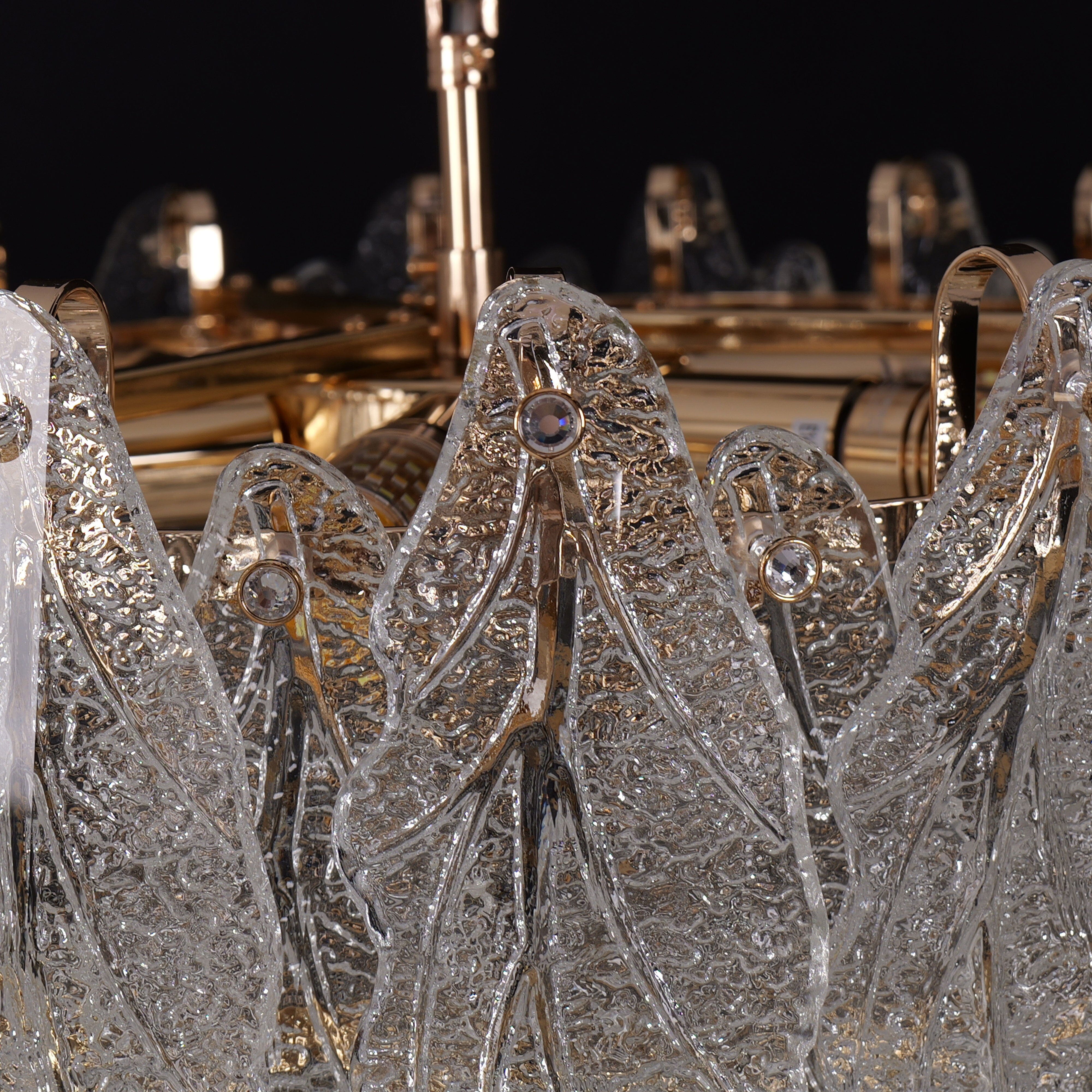 Lightsin Champagne Gold Crystal Leaf Chandelier Lightsin UK 
