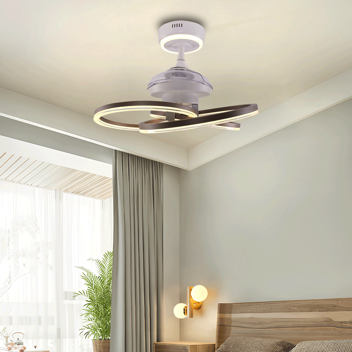 Lightsin Ceiling Fan with Light Quiet Copper Aluminum Fan Light with Remote Timer Control Lightsin UK 