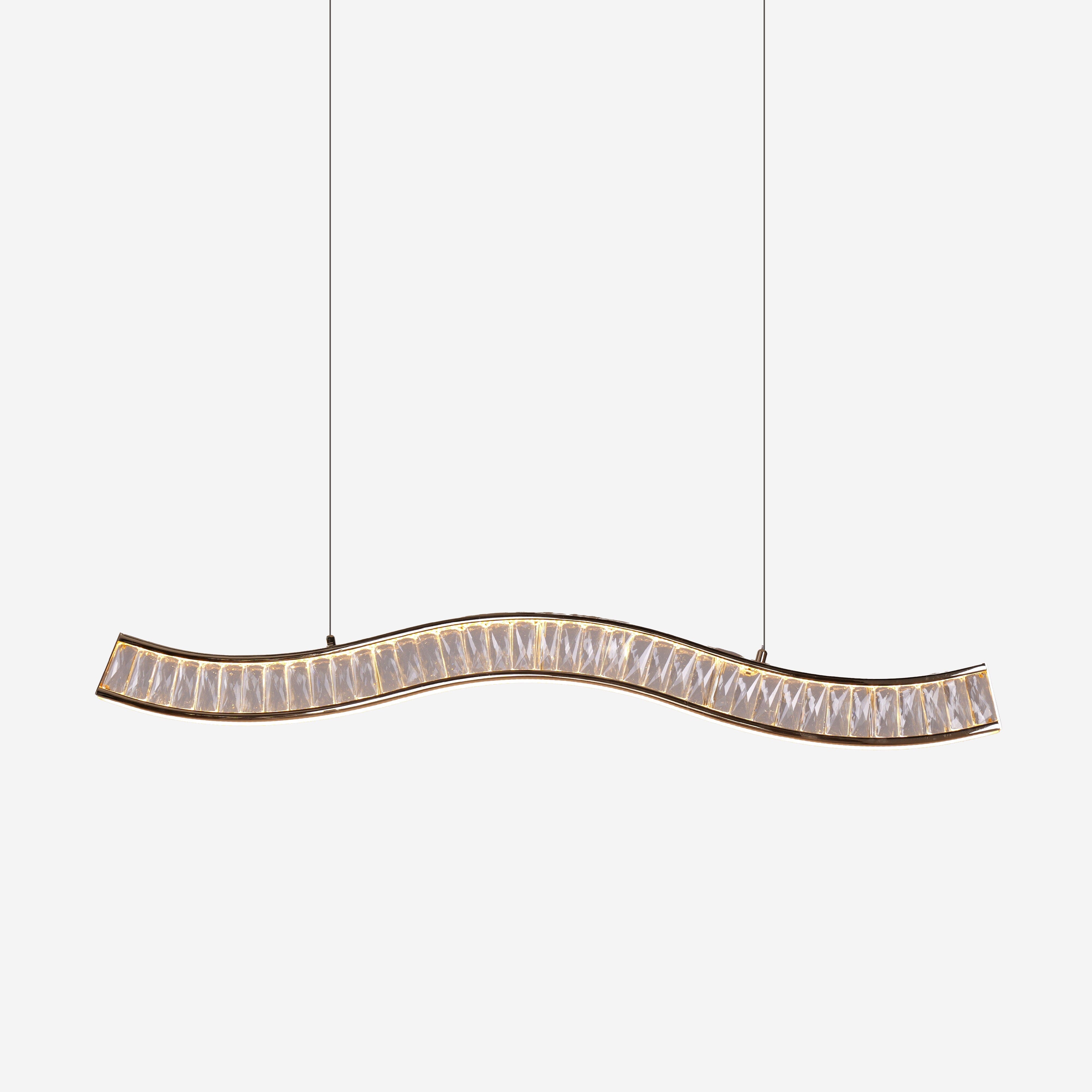 Lightsin Gold Crystal Wave LED Pendant Light Modern Chandelier for Contemporary Interiors Lightsin UK 