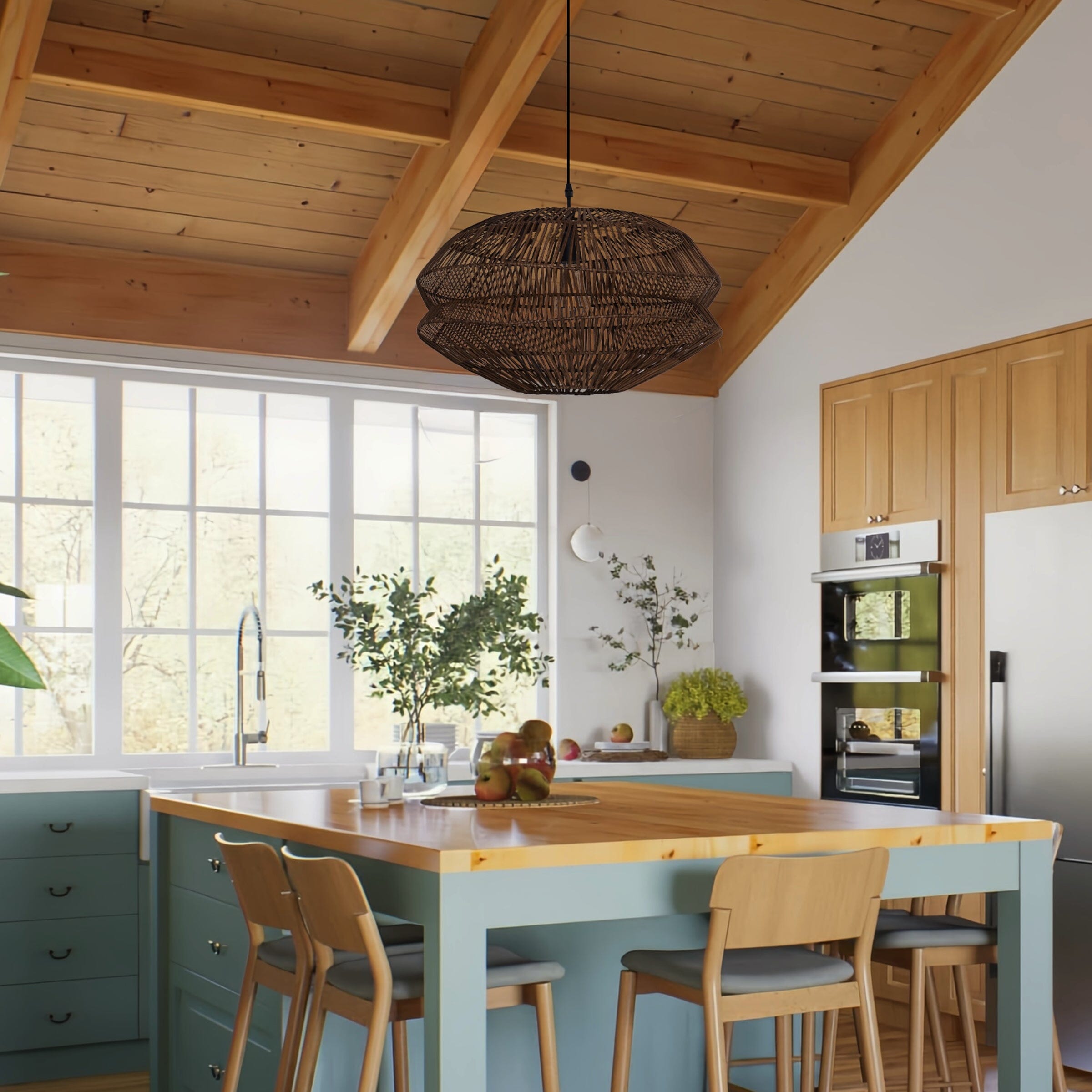 Lightsin Eco-Friendly Handwoven Rustic Farmhouse Rattan Pendant Light Lightsin UK 
