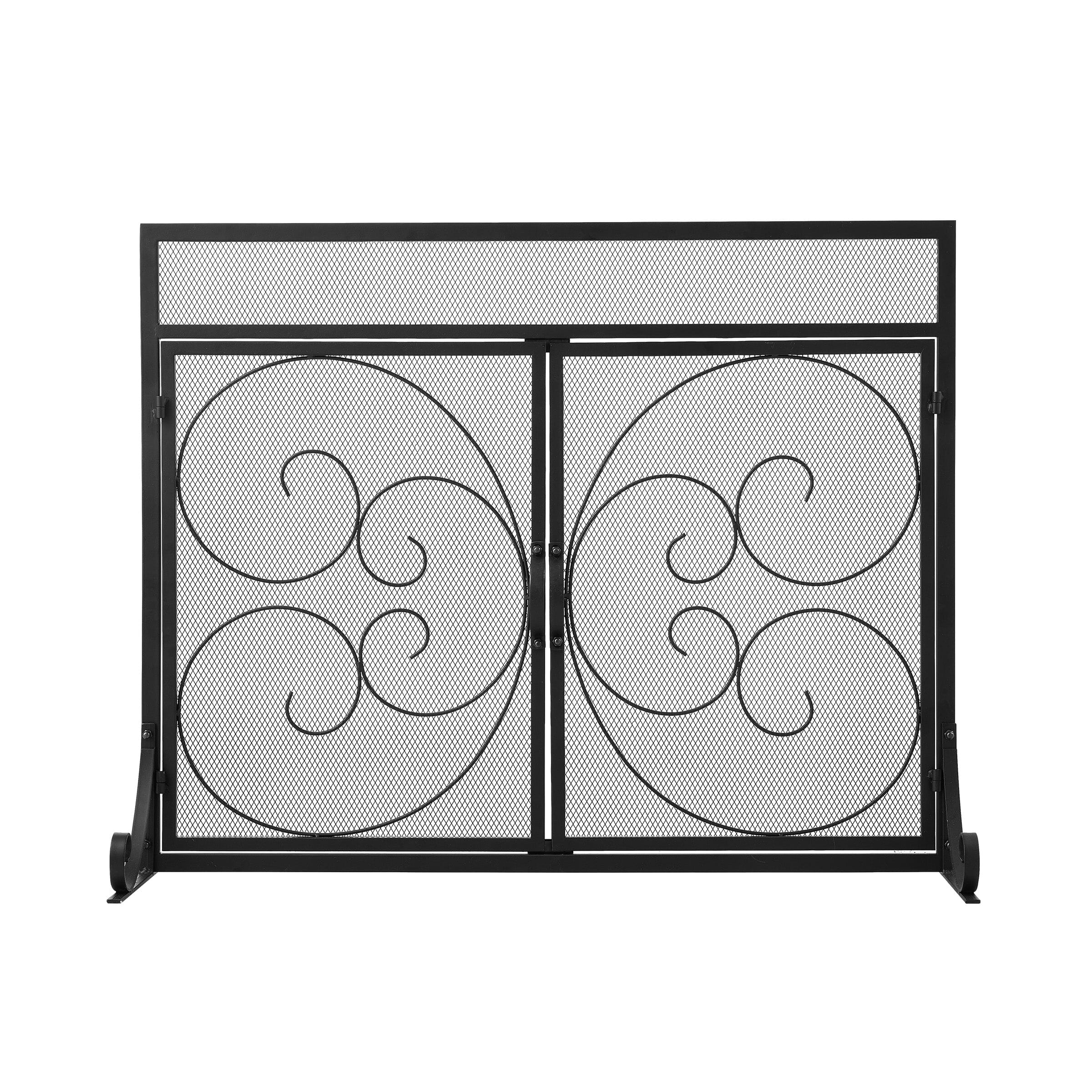 Smallbee Black Powder-Coated Iron Fireplace Screen – 89x25x71.5cm Smallbee UK 