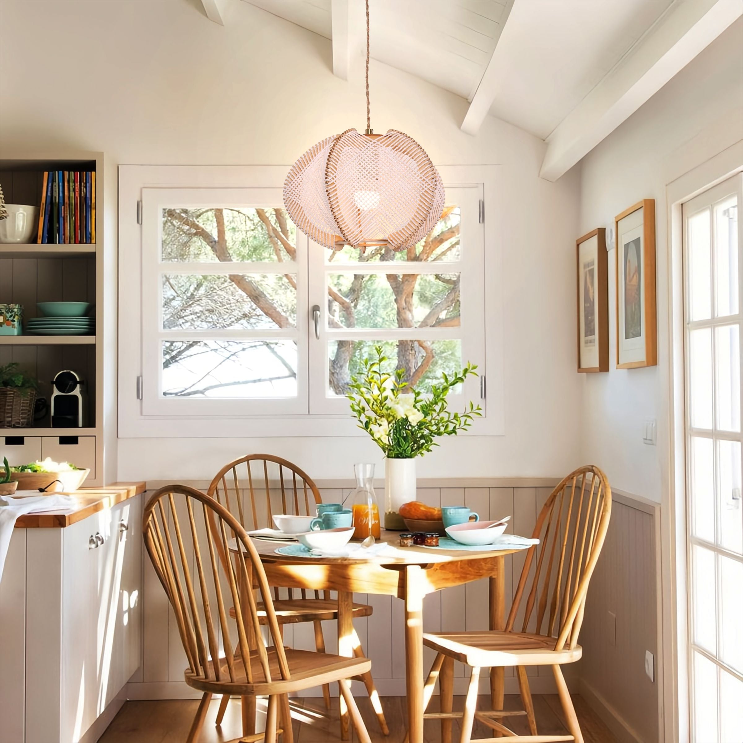 Lightsin Rustic Elegance with Paper Rope and Wood Pendant Light Lightsin UK 