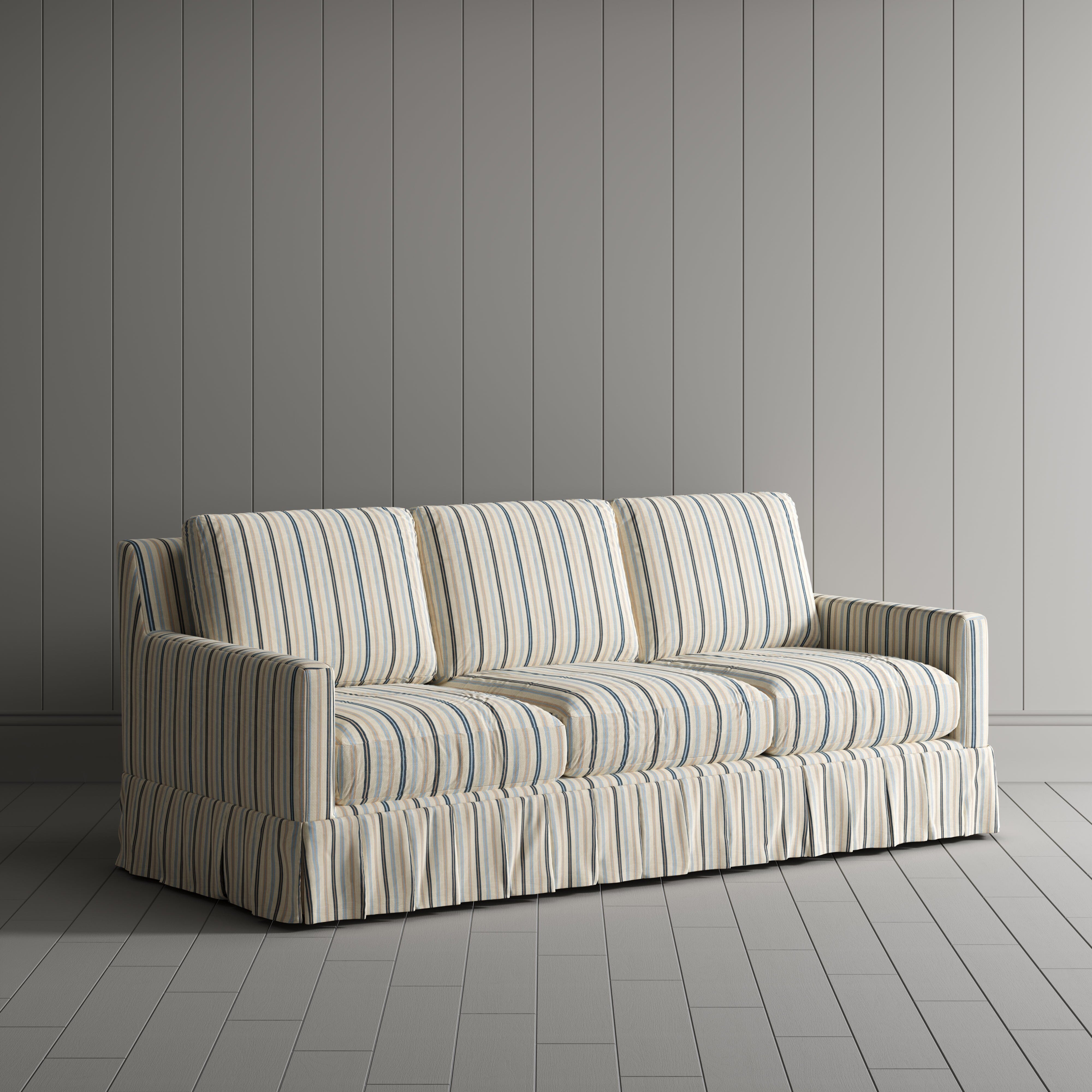 Cottonfy Country Check Sofa with Removable Skirted Covers Living and Home Blue Stripe 