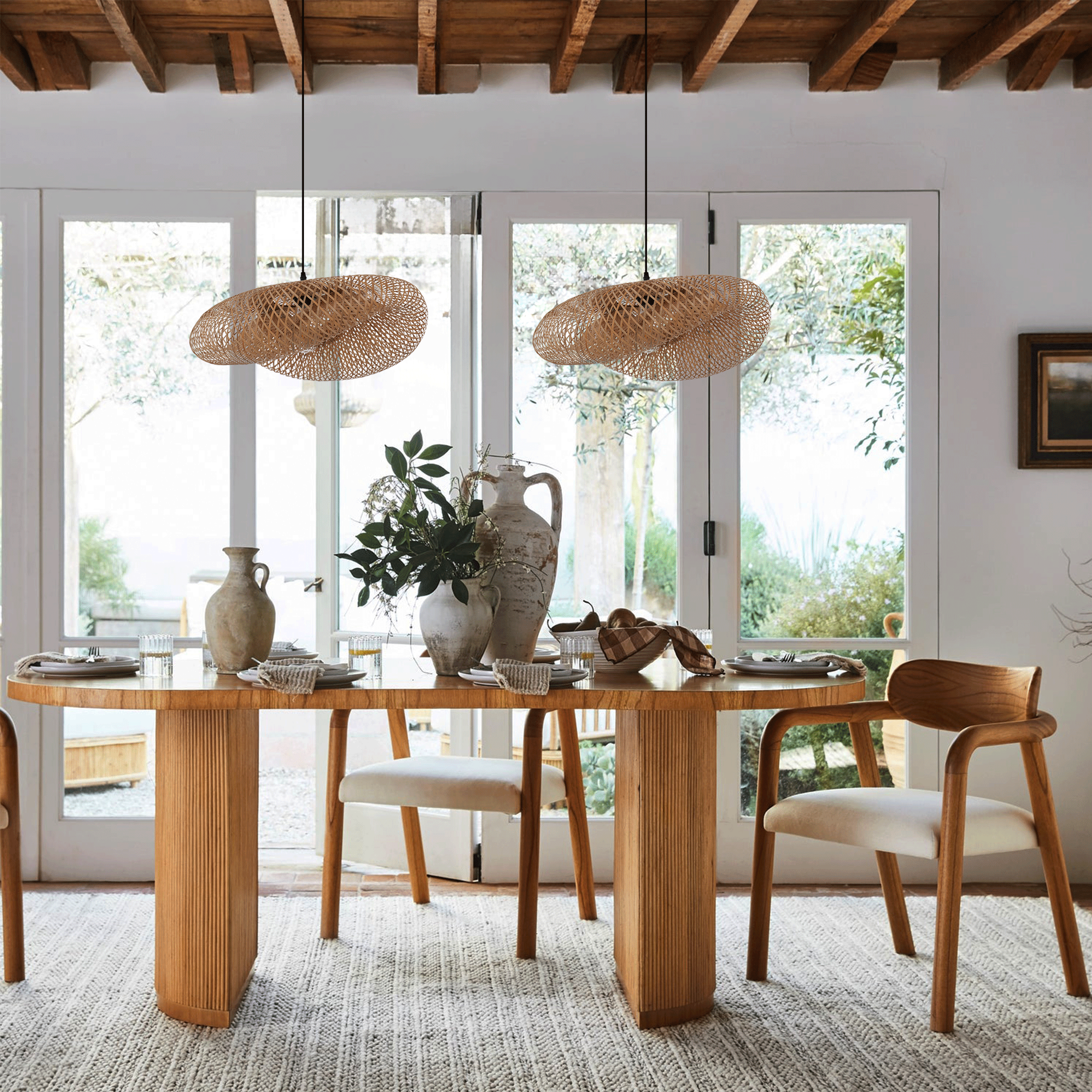 Lightsin Natural Handmade Eco-Friendly Bamboo Pendant Light for Dining Room Lightsin UK 