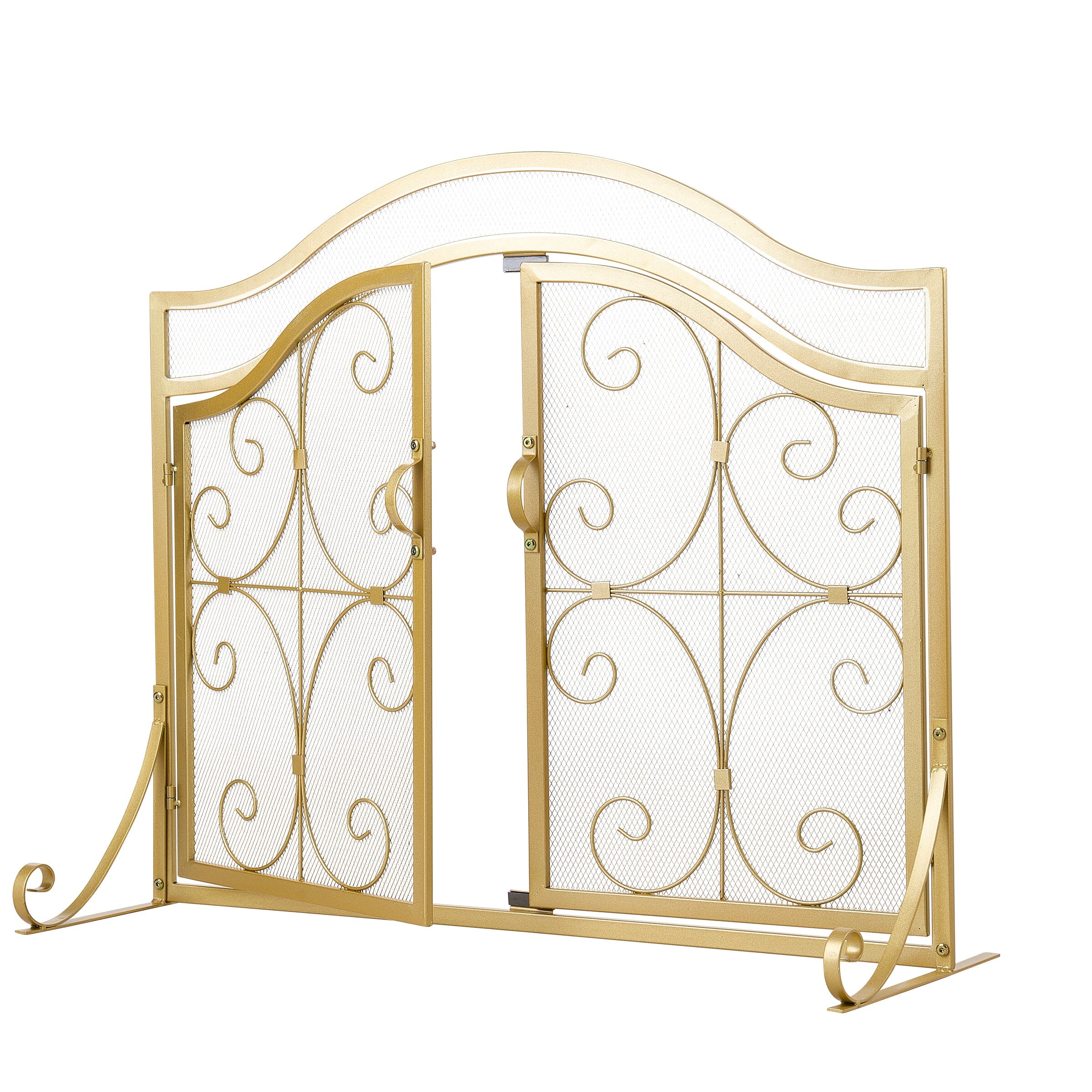 Smallbee Gold Powder-Coated Iron Fireplace Screen – 90x32x78.8cm Smallbee UK 