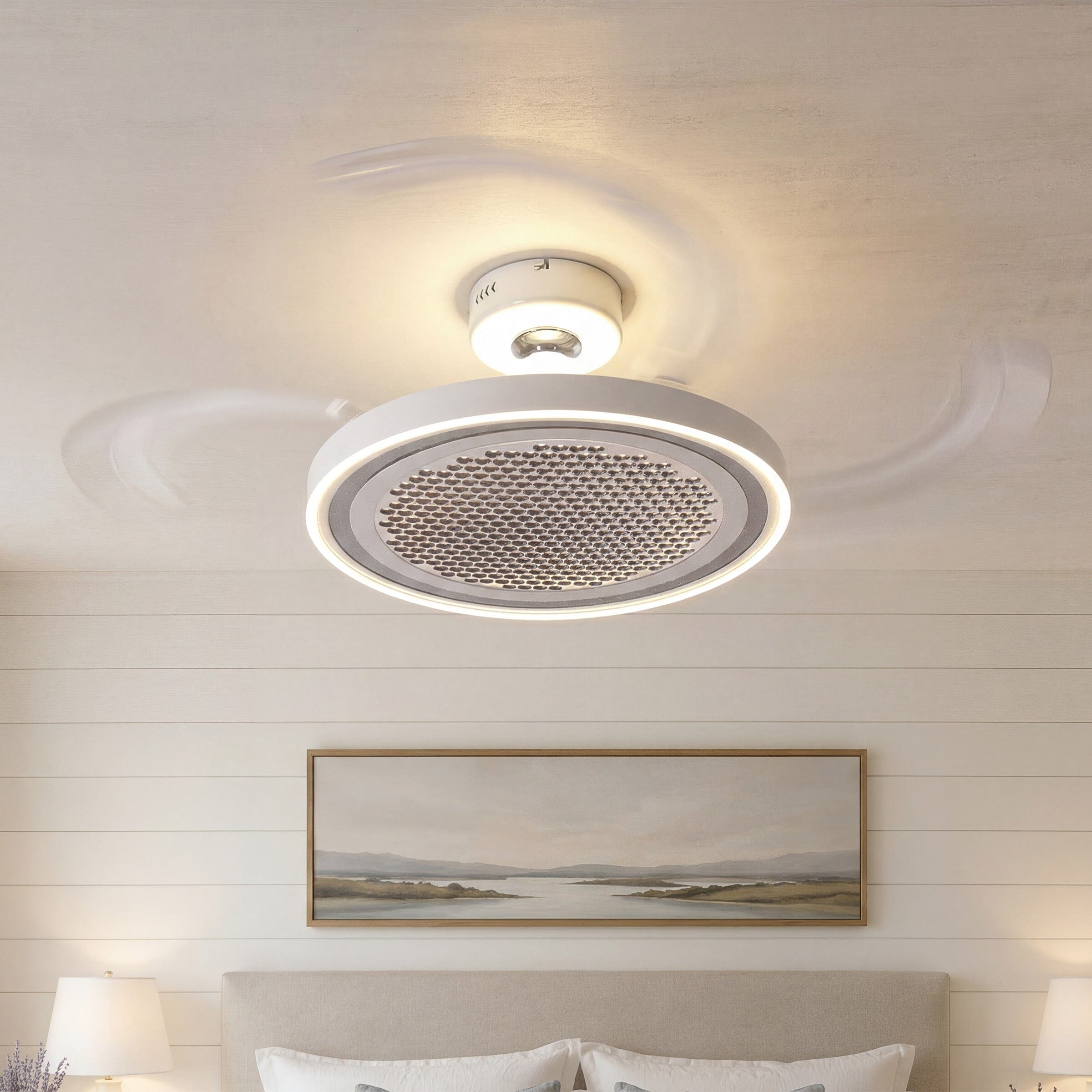White 48 Inch Reversible LED Ceiling Fan Light with Remote Lightsin UK 
