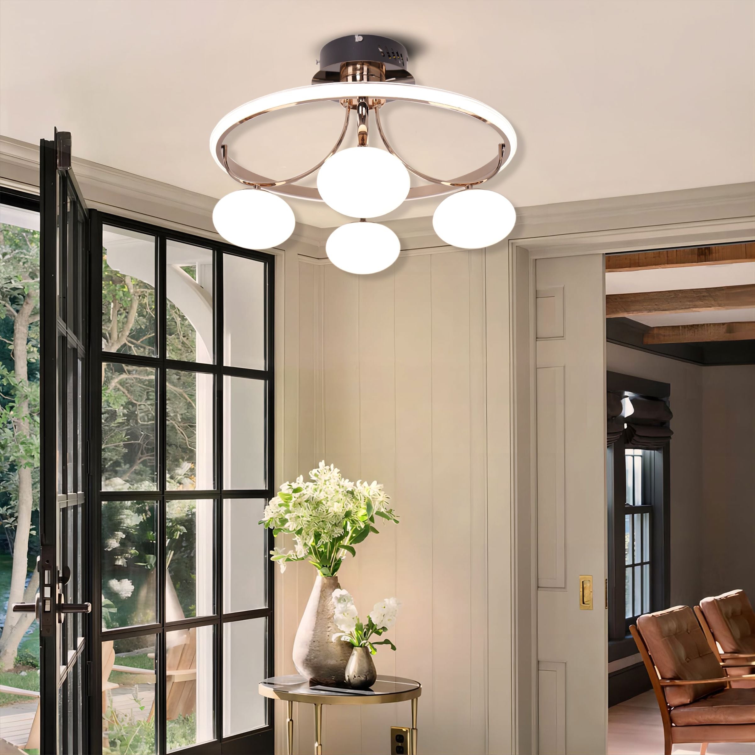 Lightsin Elegant Circular Ceiling Light with Four Orbs Lightsin UK 