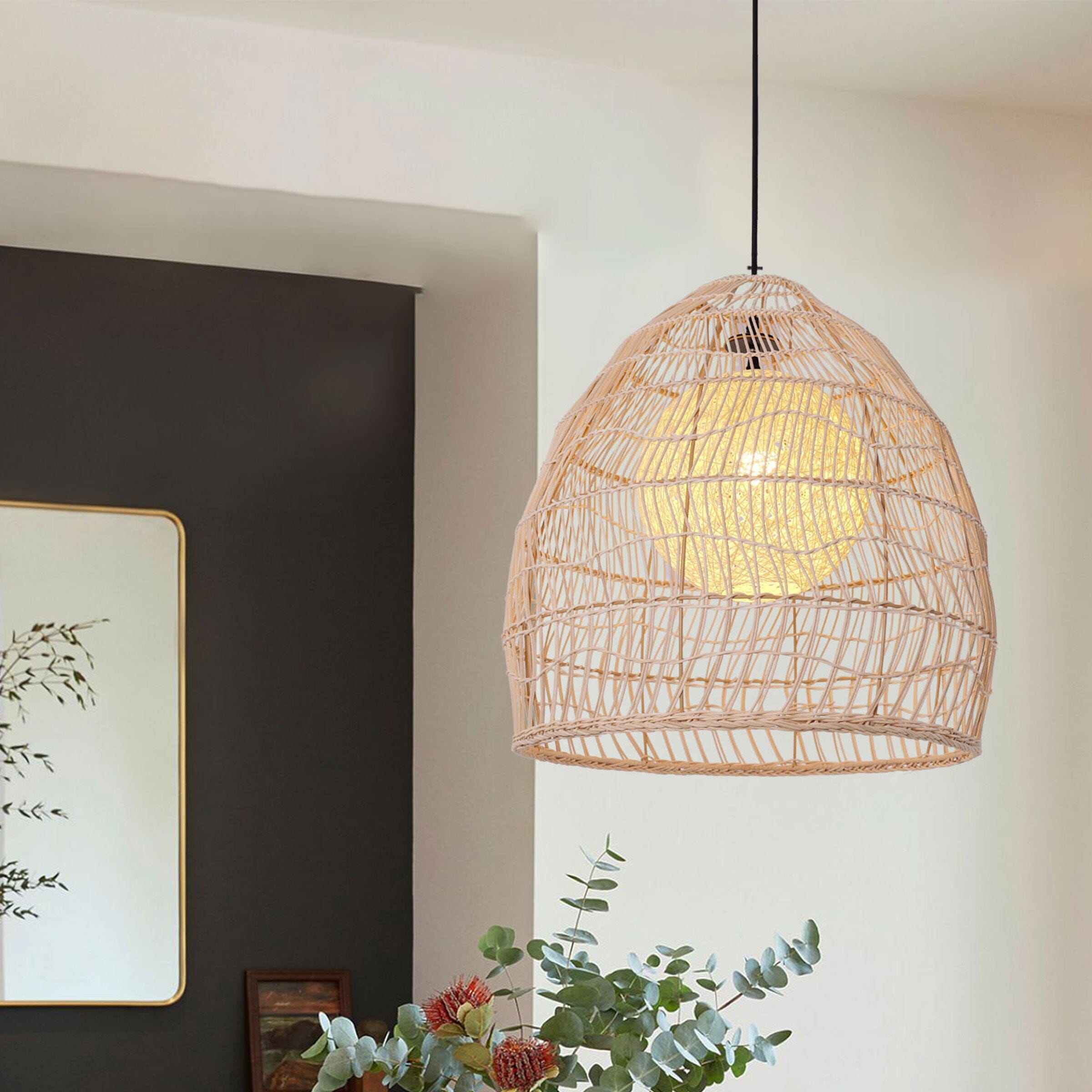 ‍Lightsin Rattan Art Pendant Light Hanging Decor Rustic Style (100% off) Lightsin UK 