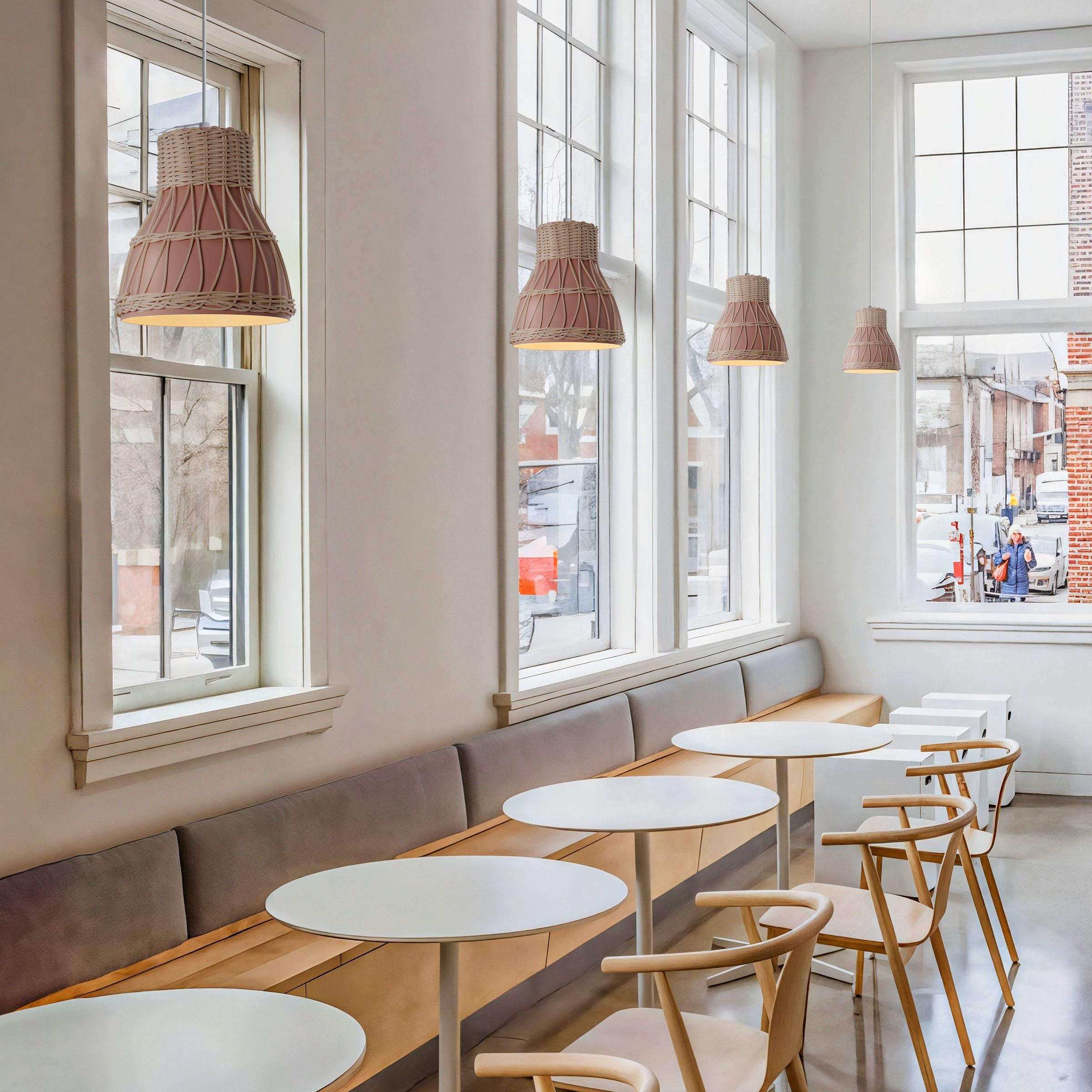 Lightsin Modern Rattan Pendant Light Available in Grey, Pink, and White Lightsin UK 