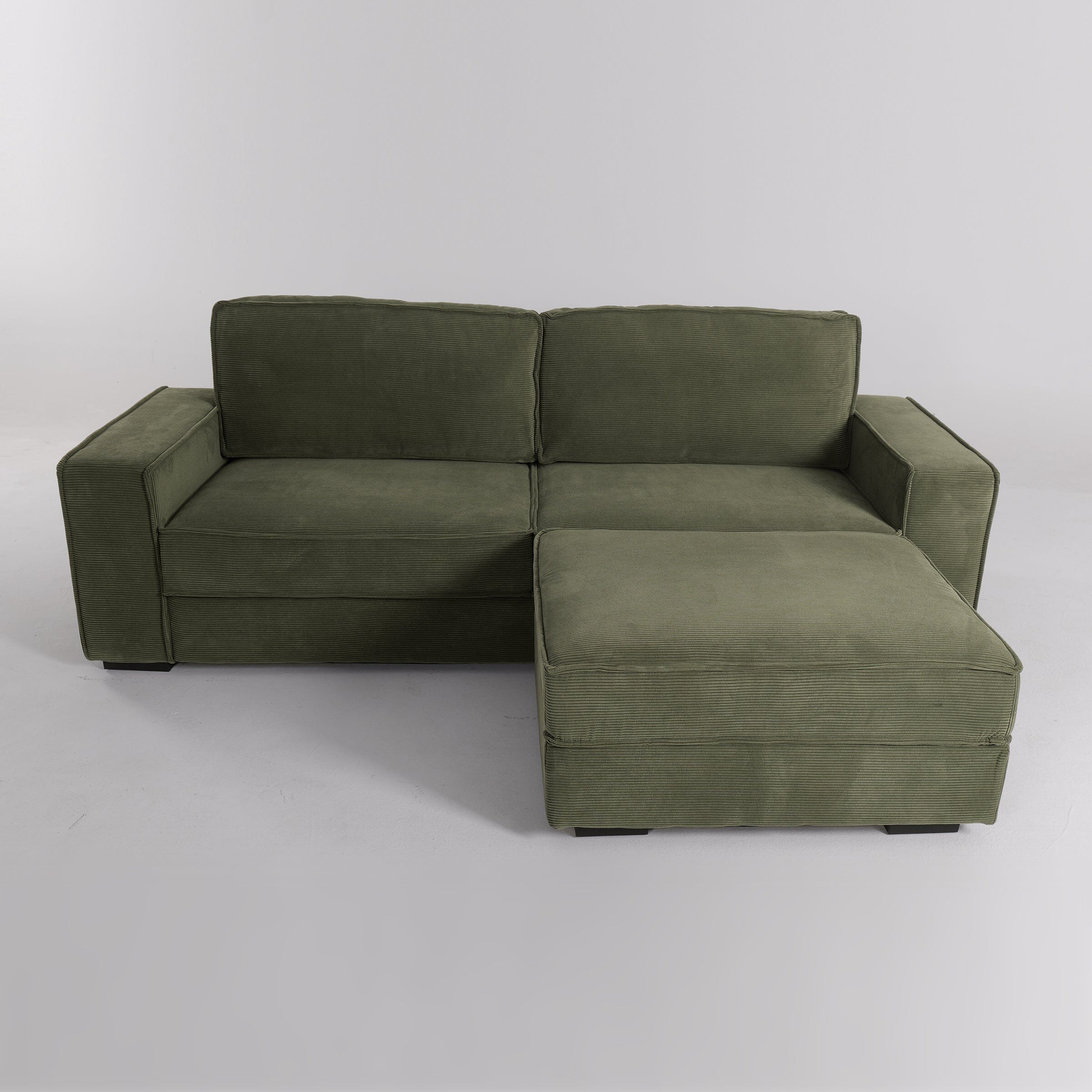 Comfort Sofa and Ottoman Set with Footstool Plastic Legs 2 Seater Sofas Living and Home Green 