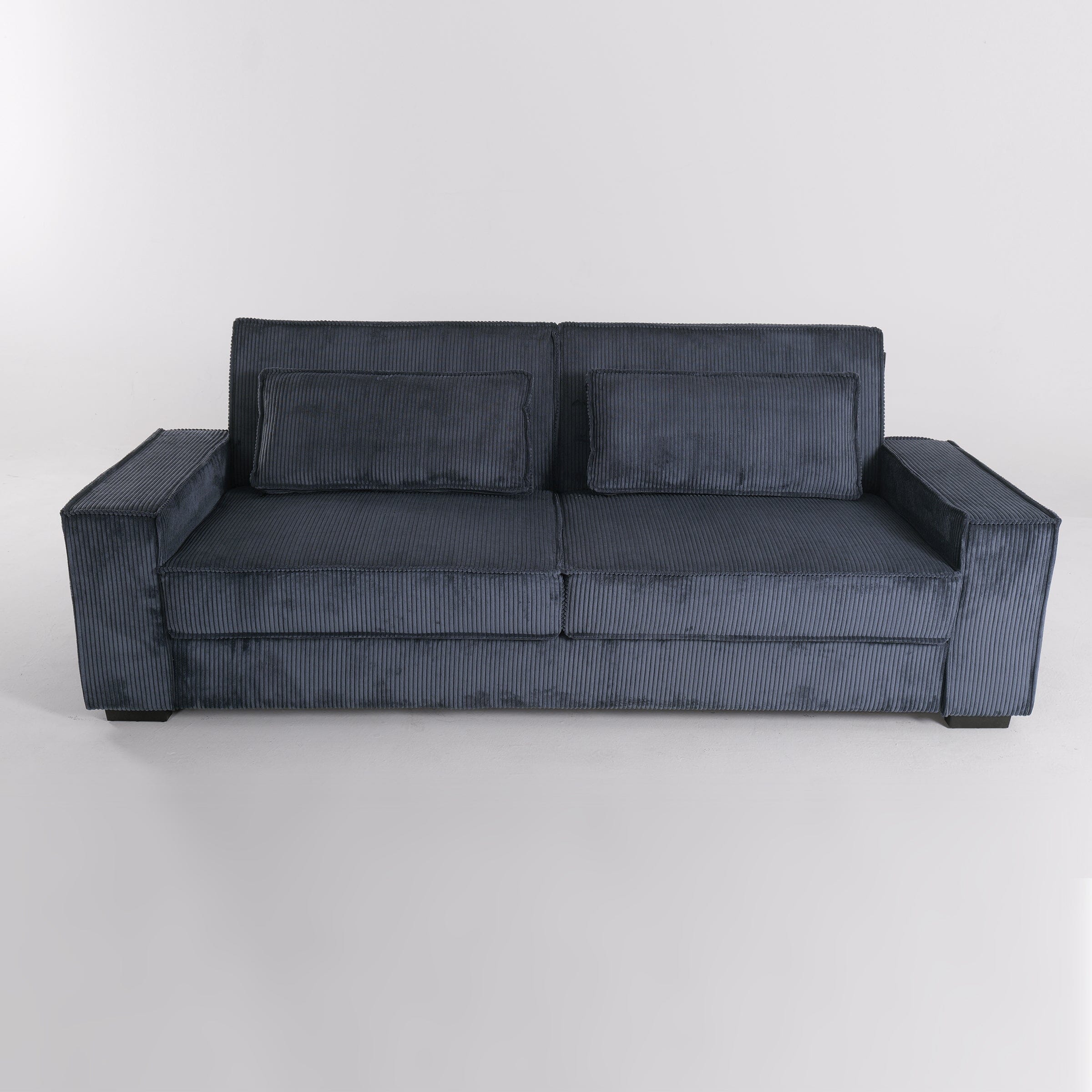 Deep Blue Corduroy Sofa Bed with Adjustable Backrest and Spring Support Living and Home 