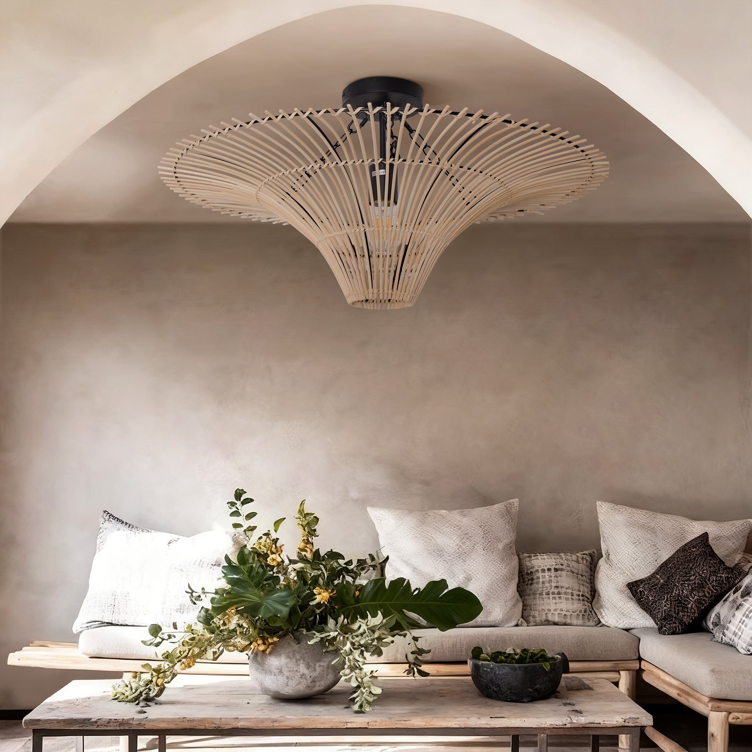 Lightsin Flying Saucer-Shaped LED Rattan Pendant Light Lightsin UK 