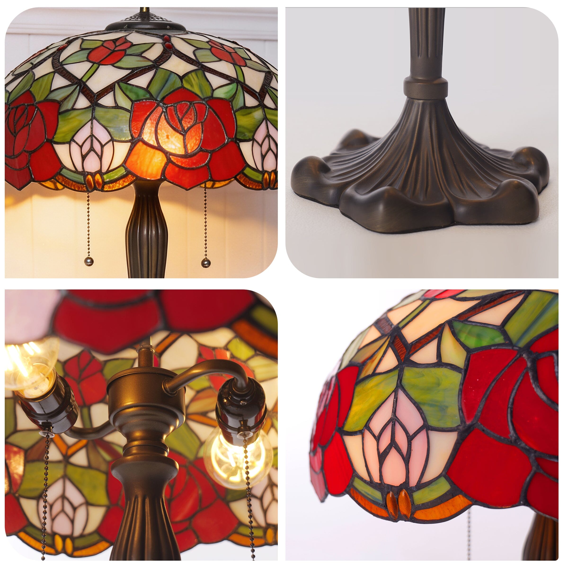 Lightsin Tiffany Table Lamp | Handcrafted Stained Glass Rose Series Lightsin UK 