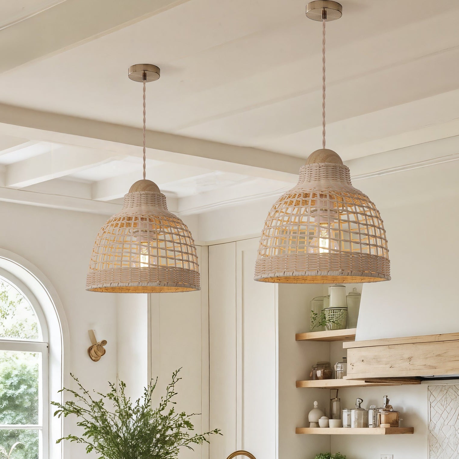 Lightsin Cella-Elegant Vintage Woven Rattan Minimalist Pendant Light