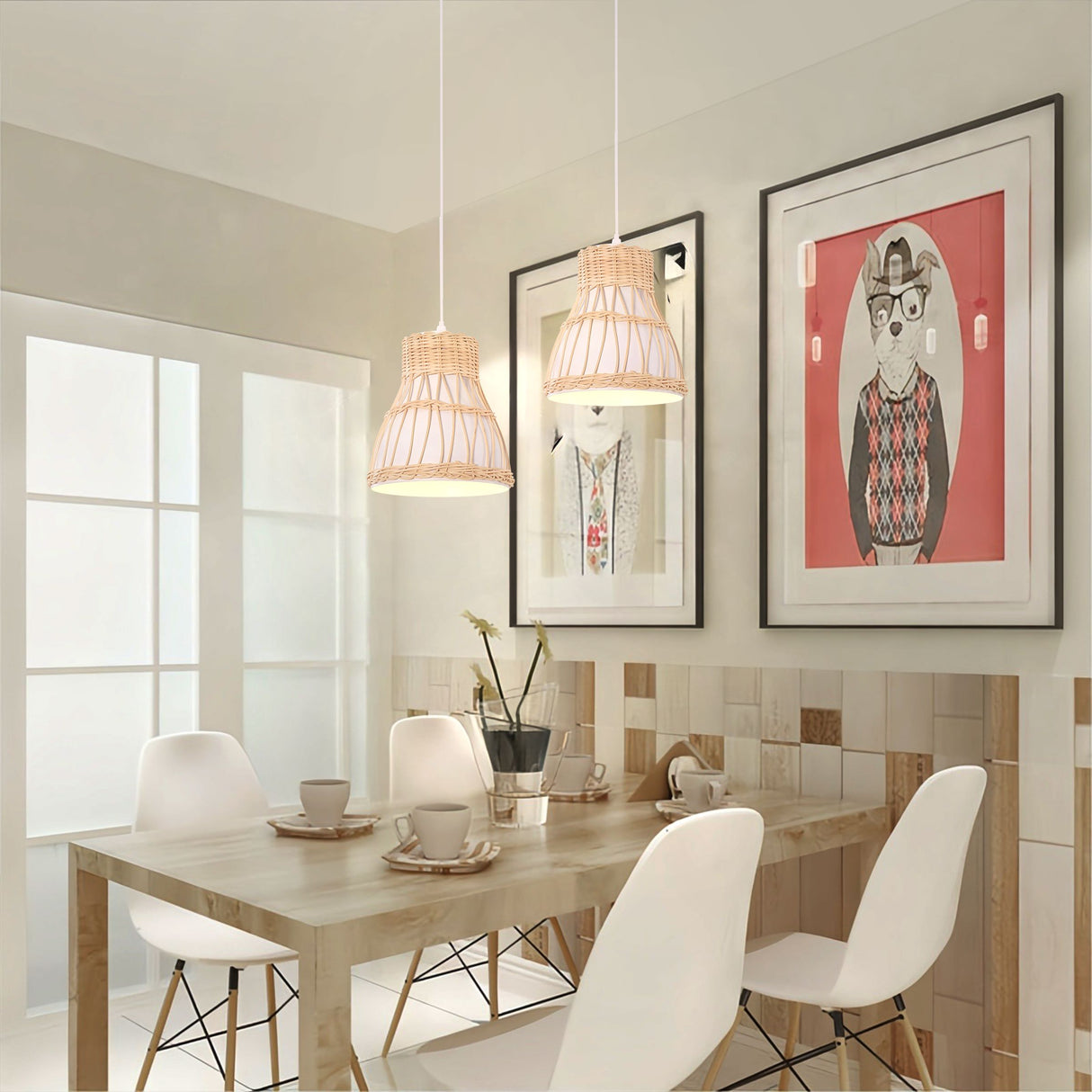 Lightsin Modern Rattan Pendant Light Available in Grey, Pink, and White Lightsin UK 