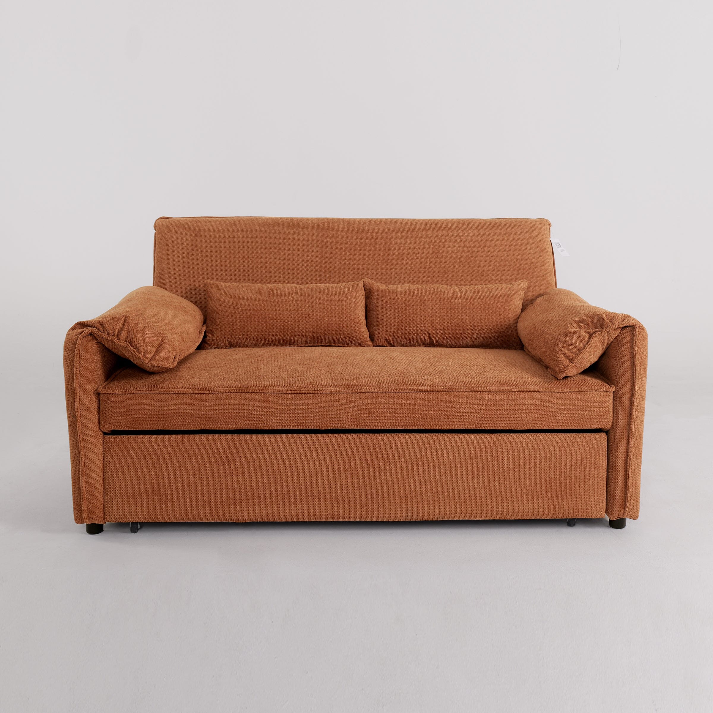 Caramel & Ginger Yellow Fabric Sofa Bed with Adjustable Backrest and Easy Pull-Out Mechanism Living and Home Caramel 