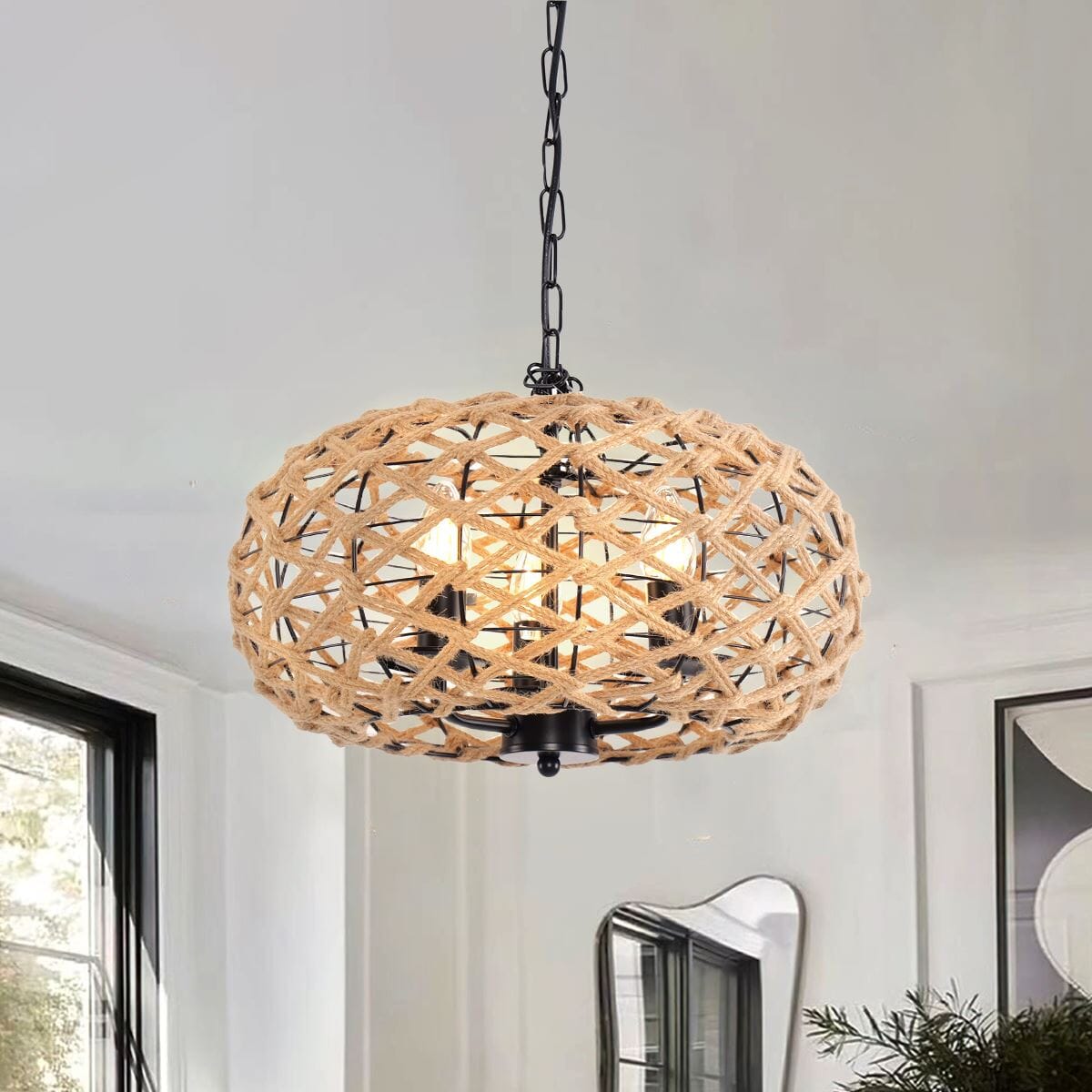 ‍Lightsin Rustic Hemp Rope Globe Pendant Light for Farmhouse and Industrial Style (100% off) Lightsin UK 1 Unit 