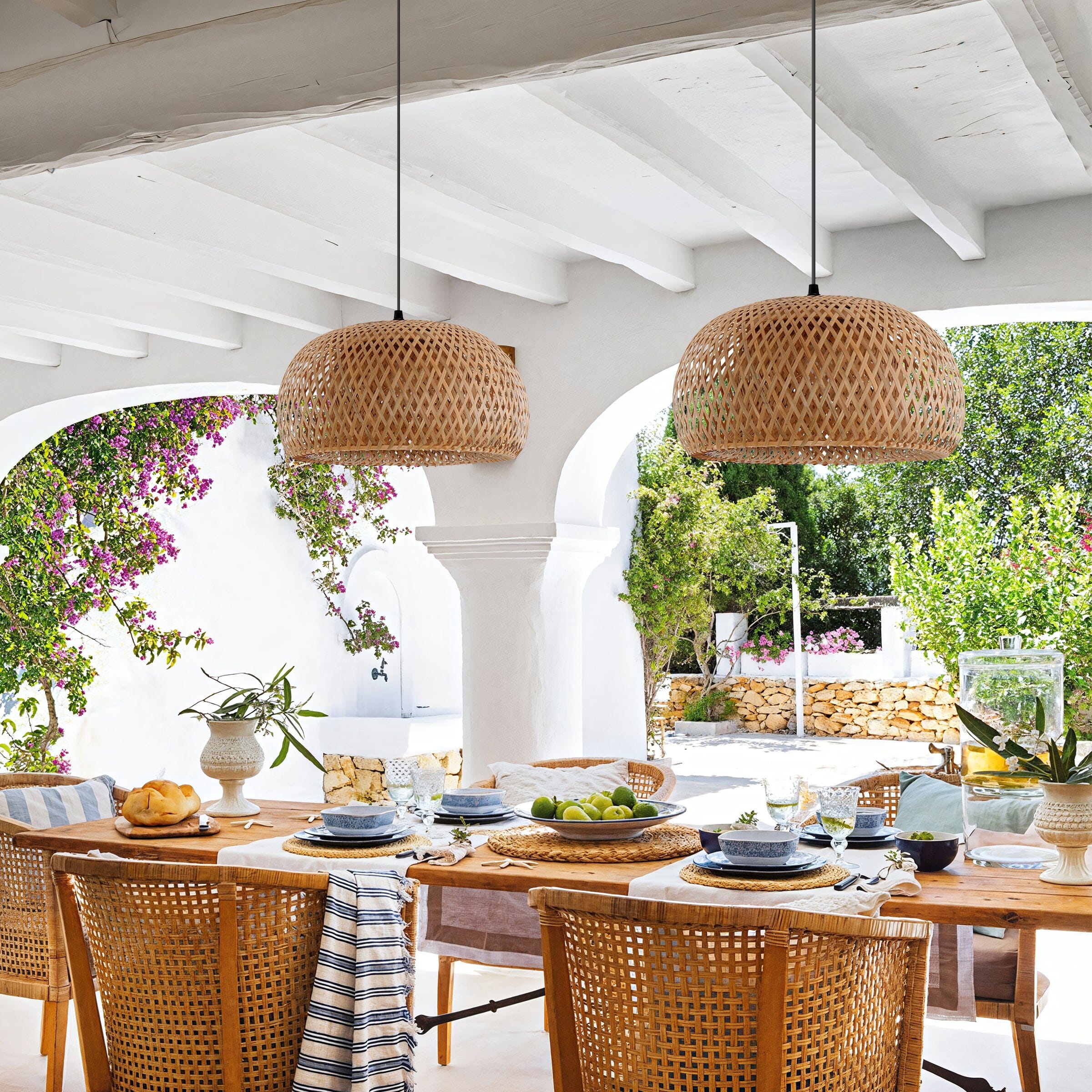 Lightsin Vintage Handwoven Bamboo Dome Pendant Light Lightsin UK 3 unit 