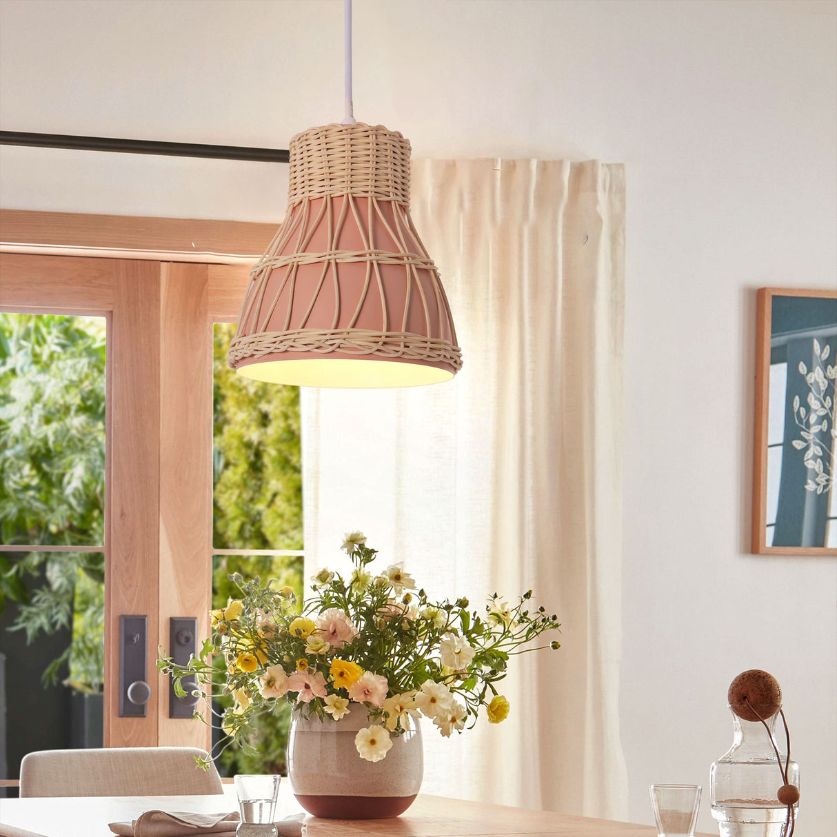 Lightsin Modern Rattan Pendant Light Available in Grey, Pink, and White Lightsin UK 