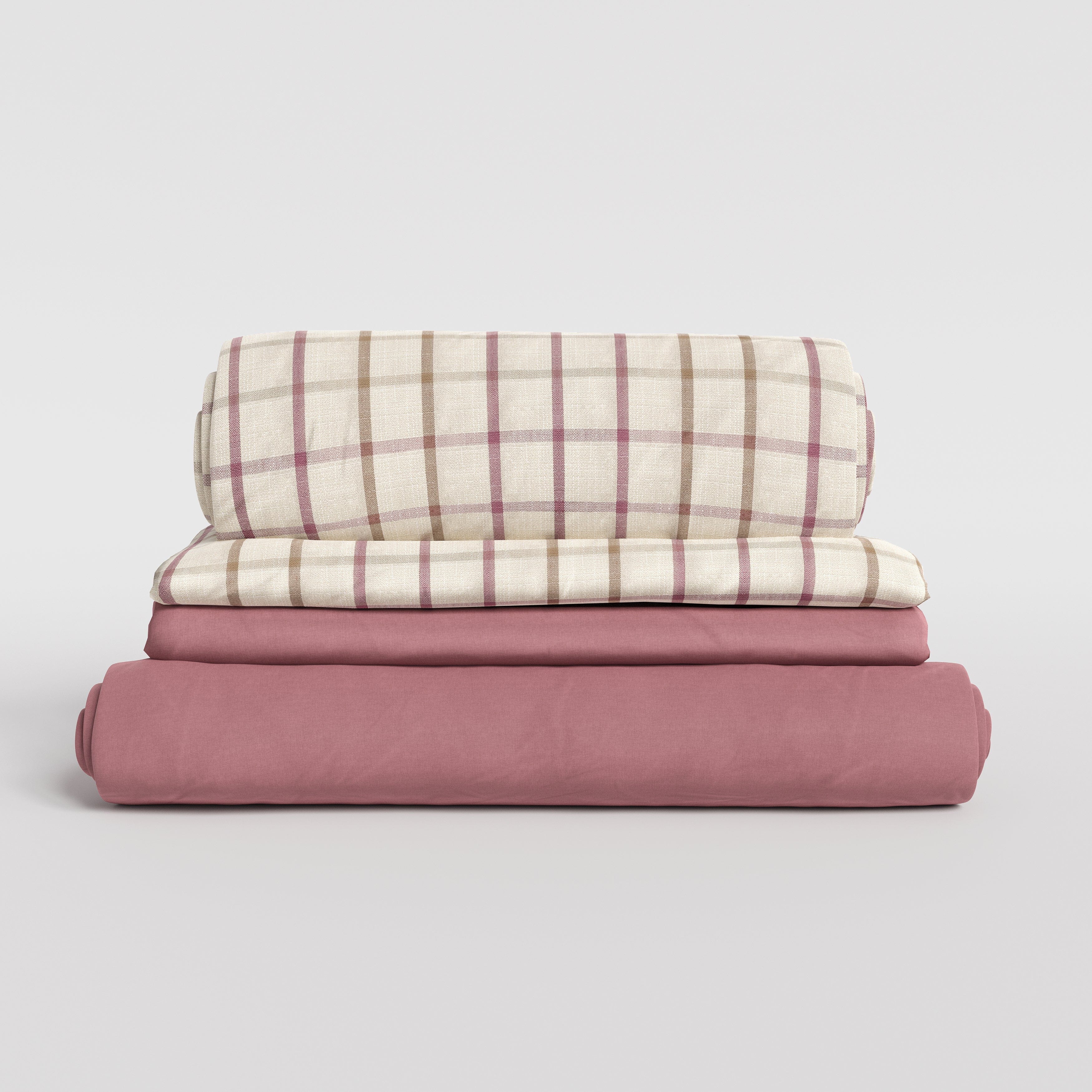 ‍Tailored sofa cover for the Cottonfy Country Check Sofa (100% off) Cottonfy UK Pink Cotton Linen 