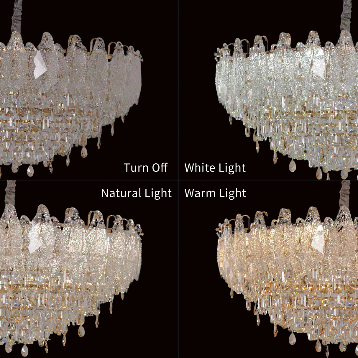 Lightsin Champagne Gold Crystal Leaf Chandelier Lightsin UK 
