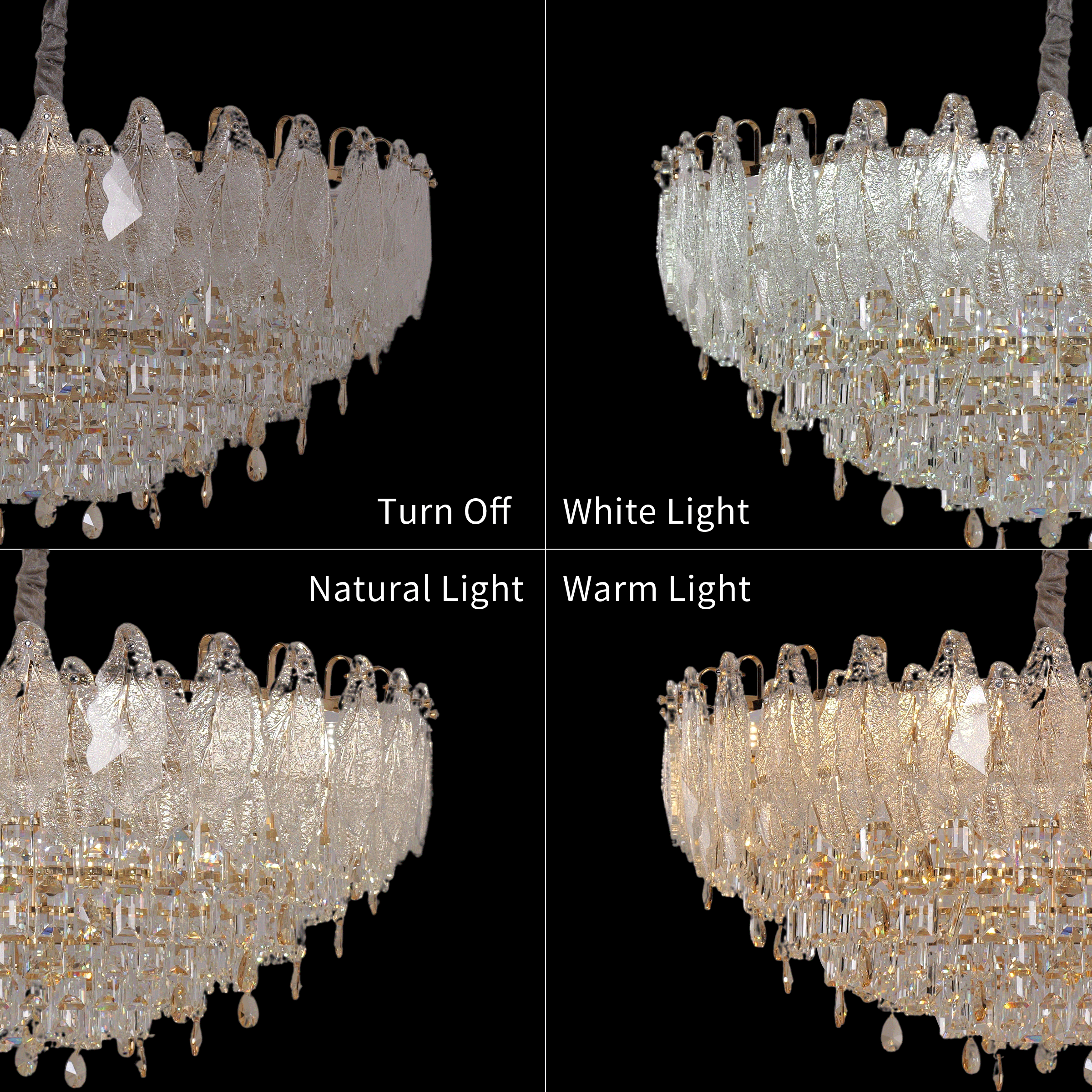 Lightsin Champagne Gold Crystal Leaf Chandelier Lightsin UK 
