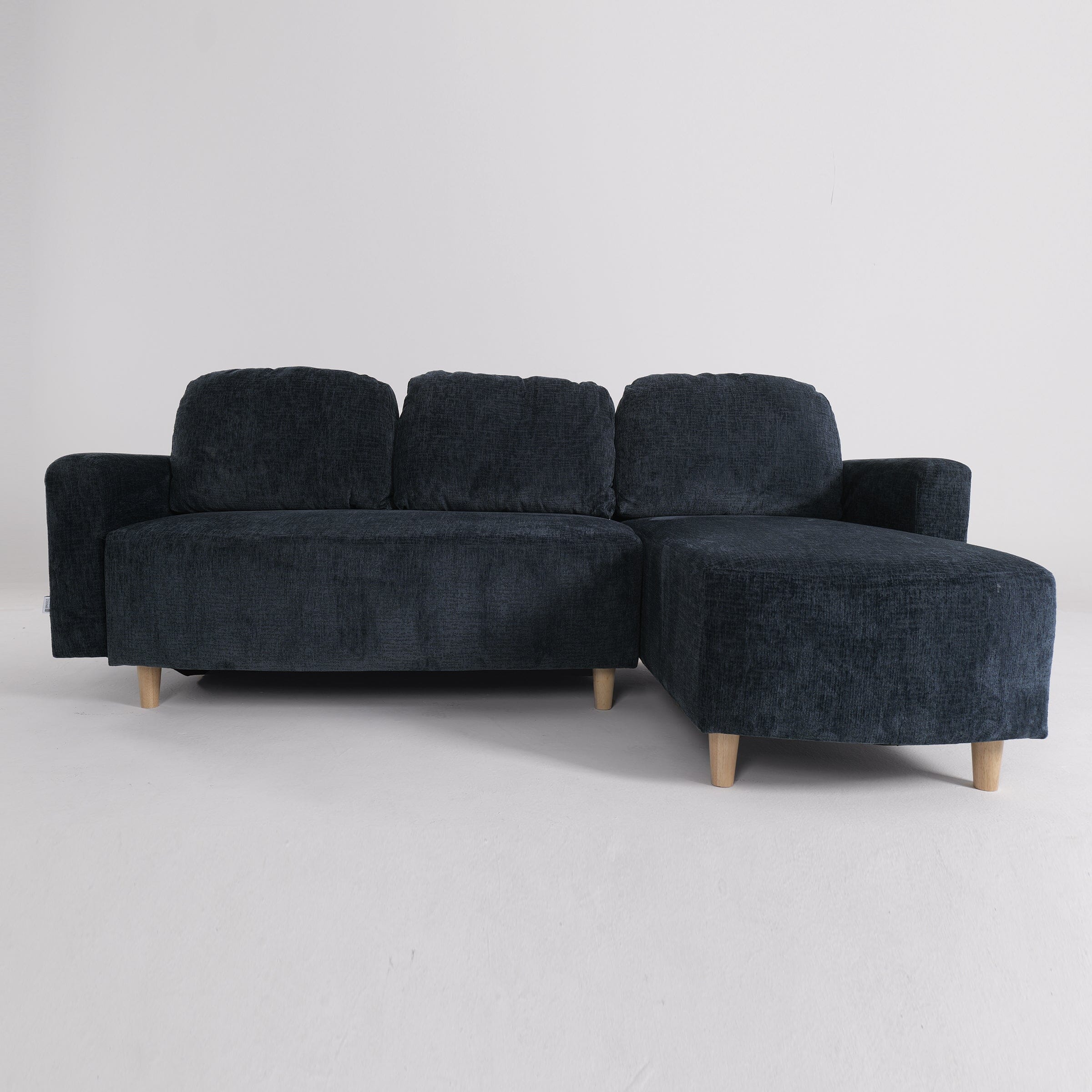 L-Shaped Sofa and Chaise Lounge Set with Wooden Legs 2 Seater Sofas Living and Home Blue 