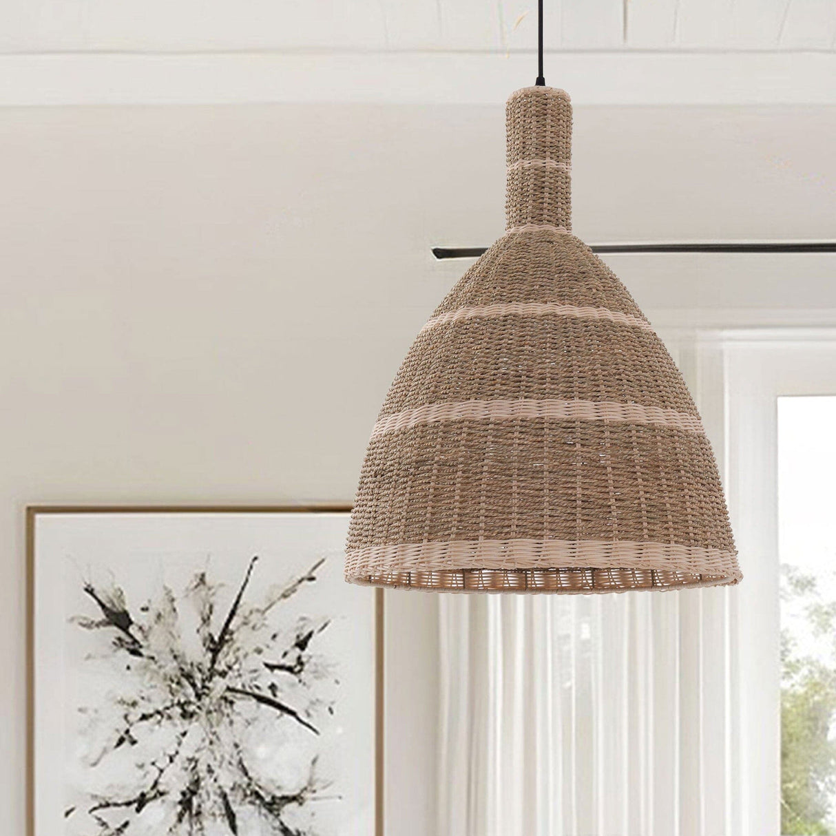 Lightsin Natural Woven Grass Dome Pendant Ceiling Light for Cozy Interiors Lightsin UK 