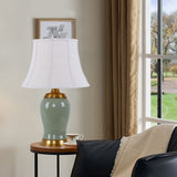 Lightsin Vintage Green Crackle Ceramic Table Lamp with Fabric Shade Lightsin UK 