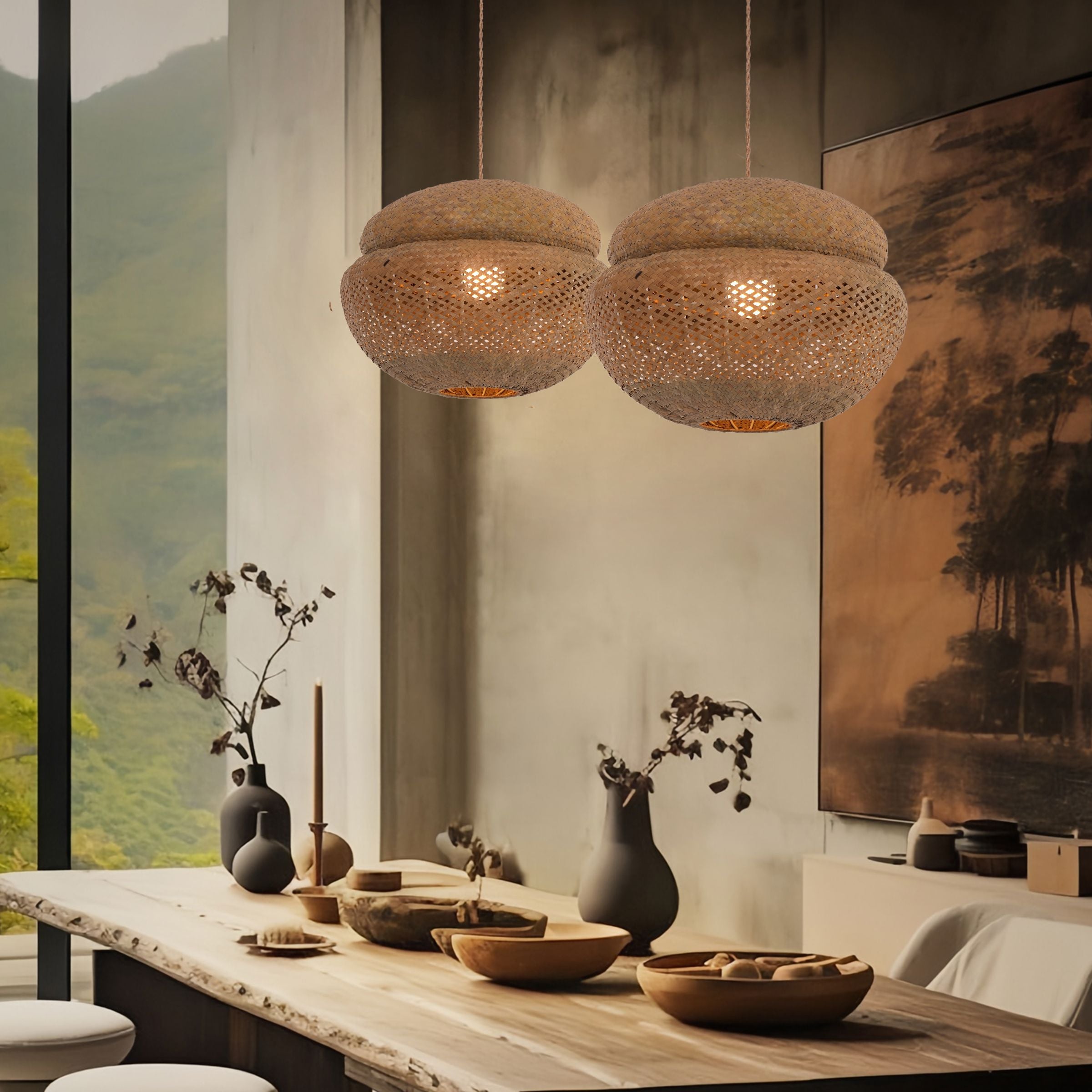 Lightsin Handwoven Natural Bulrush Pendant Light with Pot Lid-Inspired Design Lightsin UK 