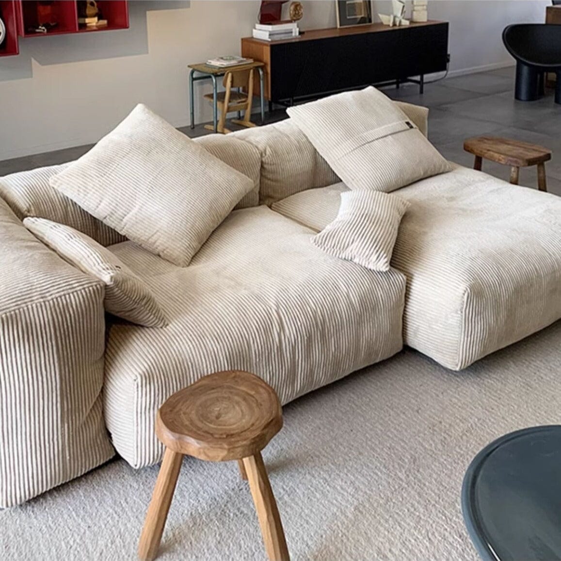 Cottonfy Corduroy Modular Wide Seat Chaise Sofa Block Living and Home 