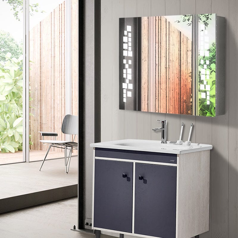 Contemporary Rectangle Wall Mounted LED Mirror Cabinet Living and Home 