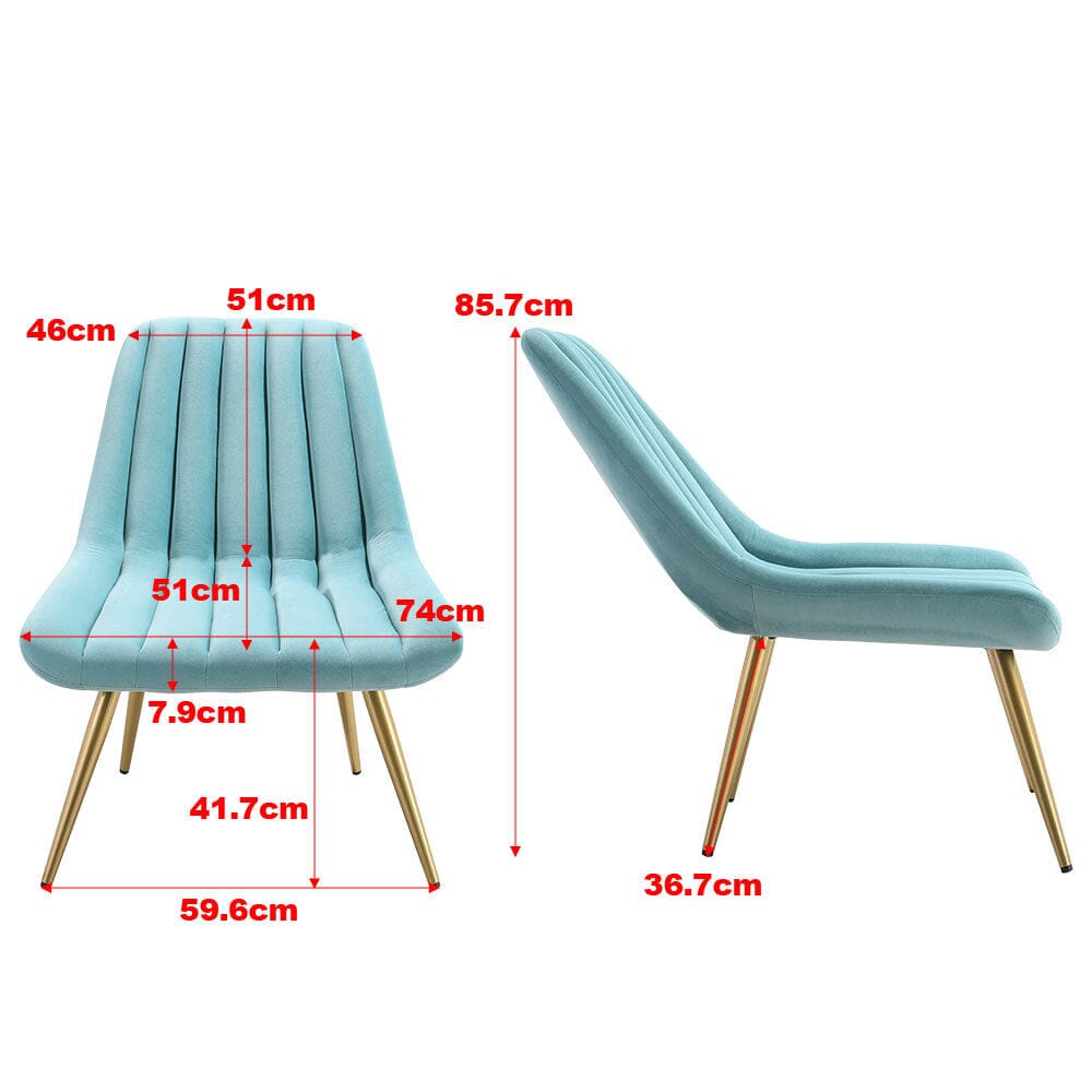 Velvet Upholstered Gold Metal Legs Lounge Accent Chair Living and Home 