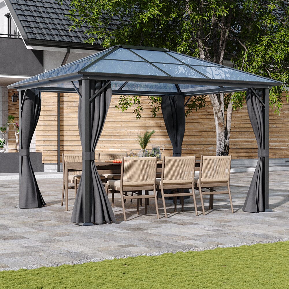 3*3.65*2.6m Dark Grey Single-roof Sunshade Canopy with Surrounding Fabric Living and Home 