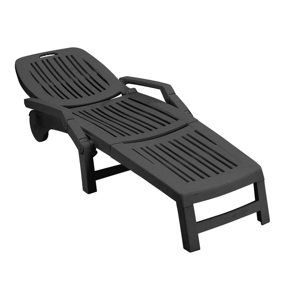 193cm D Outdoor Folding Lounge Chair Recliner with Wheels Sunloungers Living and Home 