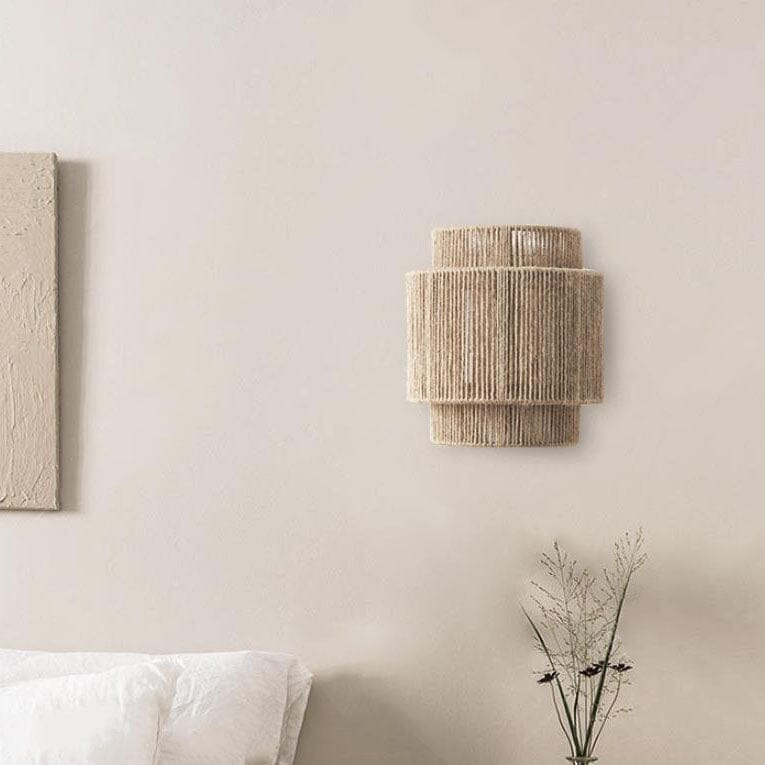 Vintage Hand-Woven Hemp Rope Half Cylinder Wall Lamp Lightsin UK 