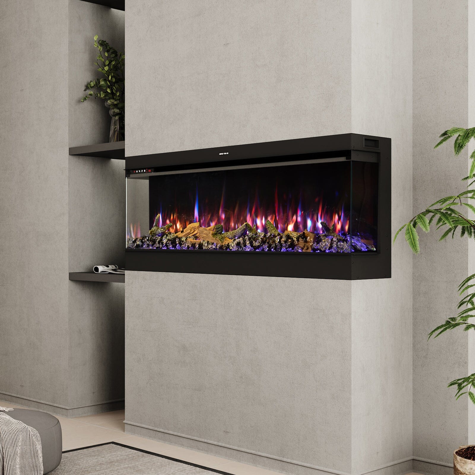 50/60/70/80inch 3-sided Electric Fireplace with Adjustable Color, Temperature and Timing, Controlled by APP Living and Home 50inch 