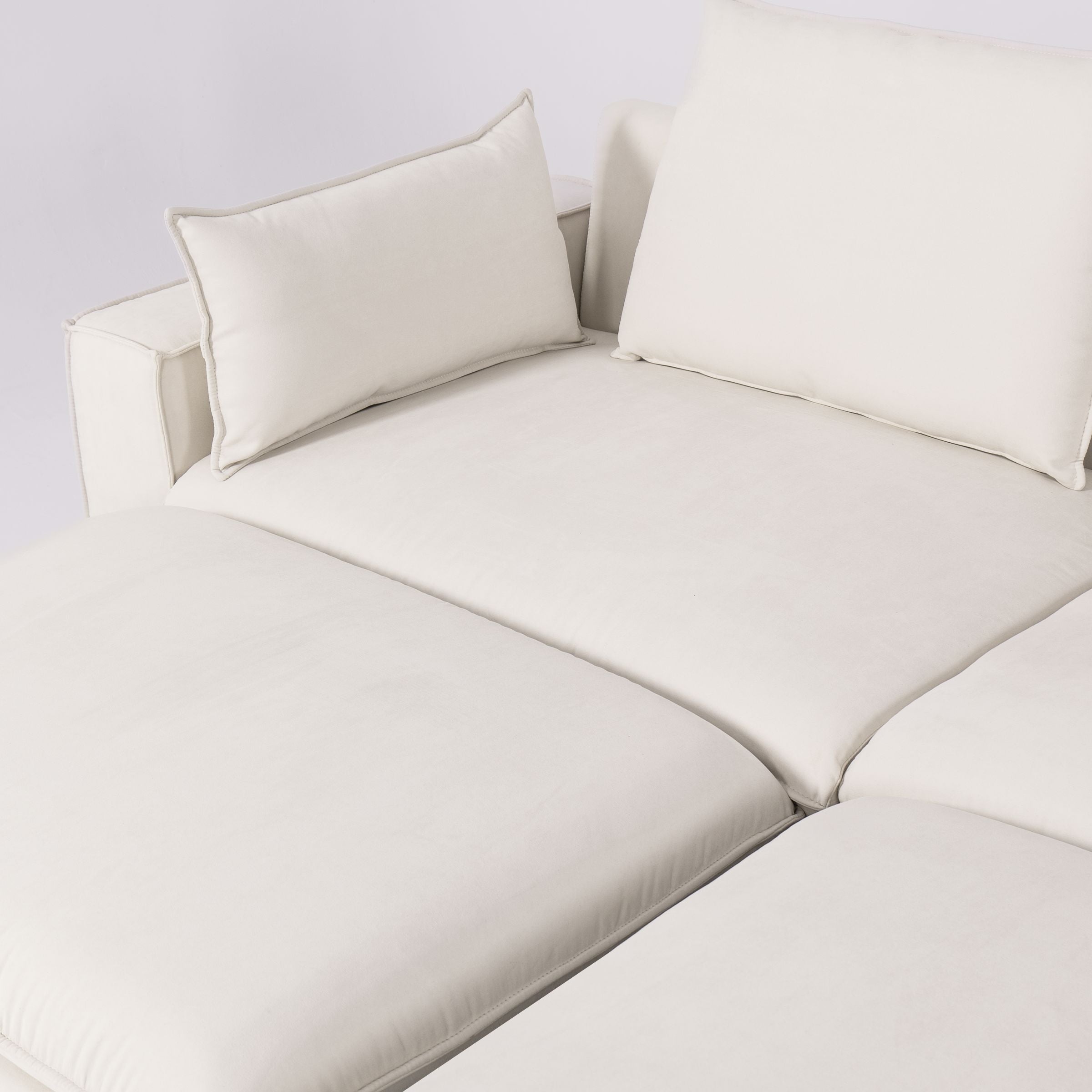 Cottonfy Creamy Tofu Block Pullout Sofa Bed with Storage Cottonfy UK 