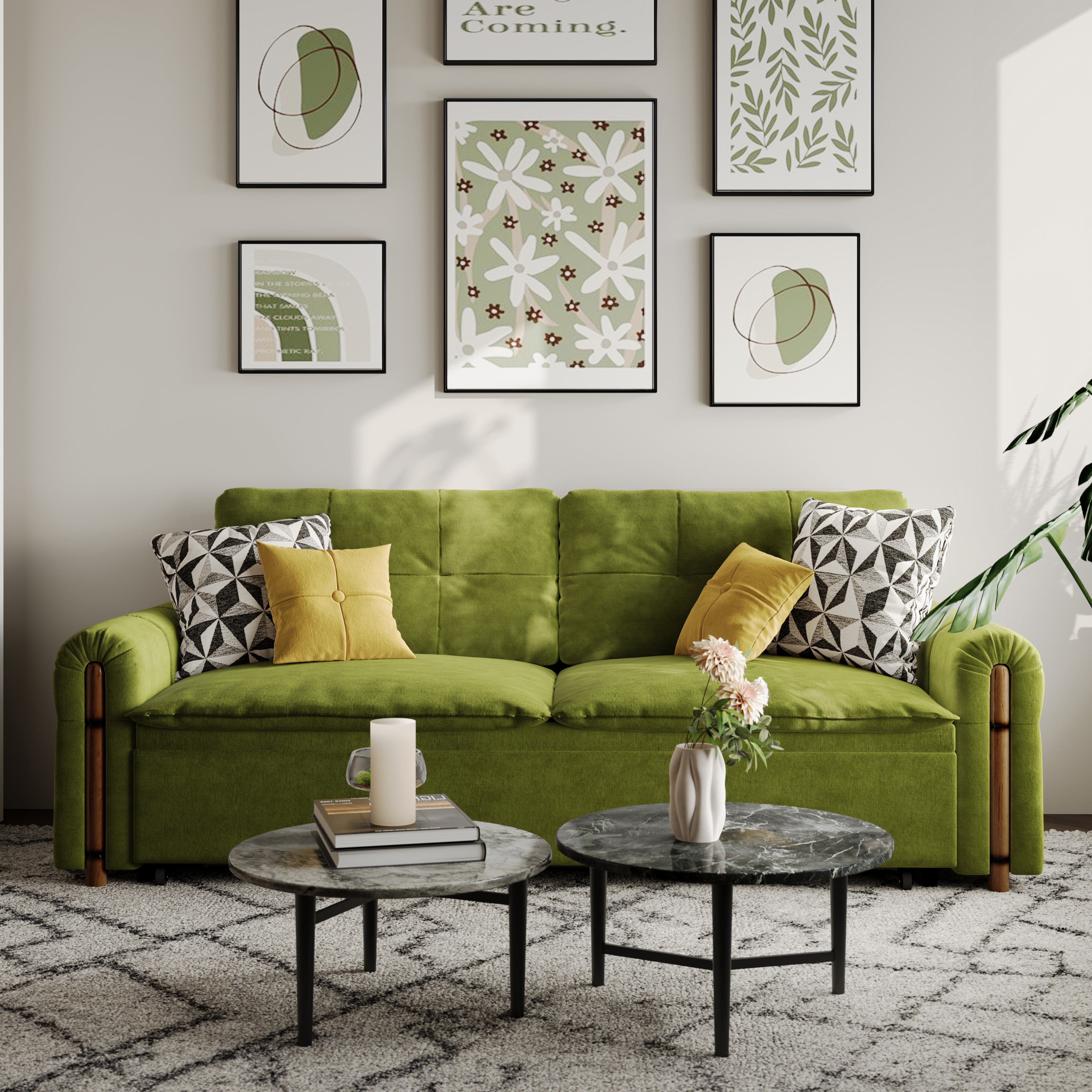 Cottonfy Vintage Pet Friendly Bamboo Design Sofa Bed with Storage Cottonfy UK 