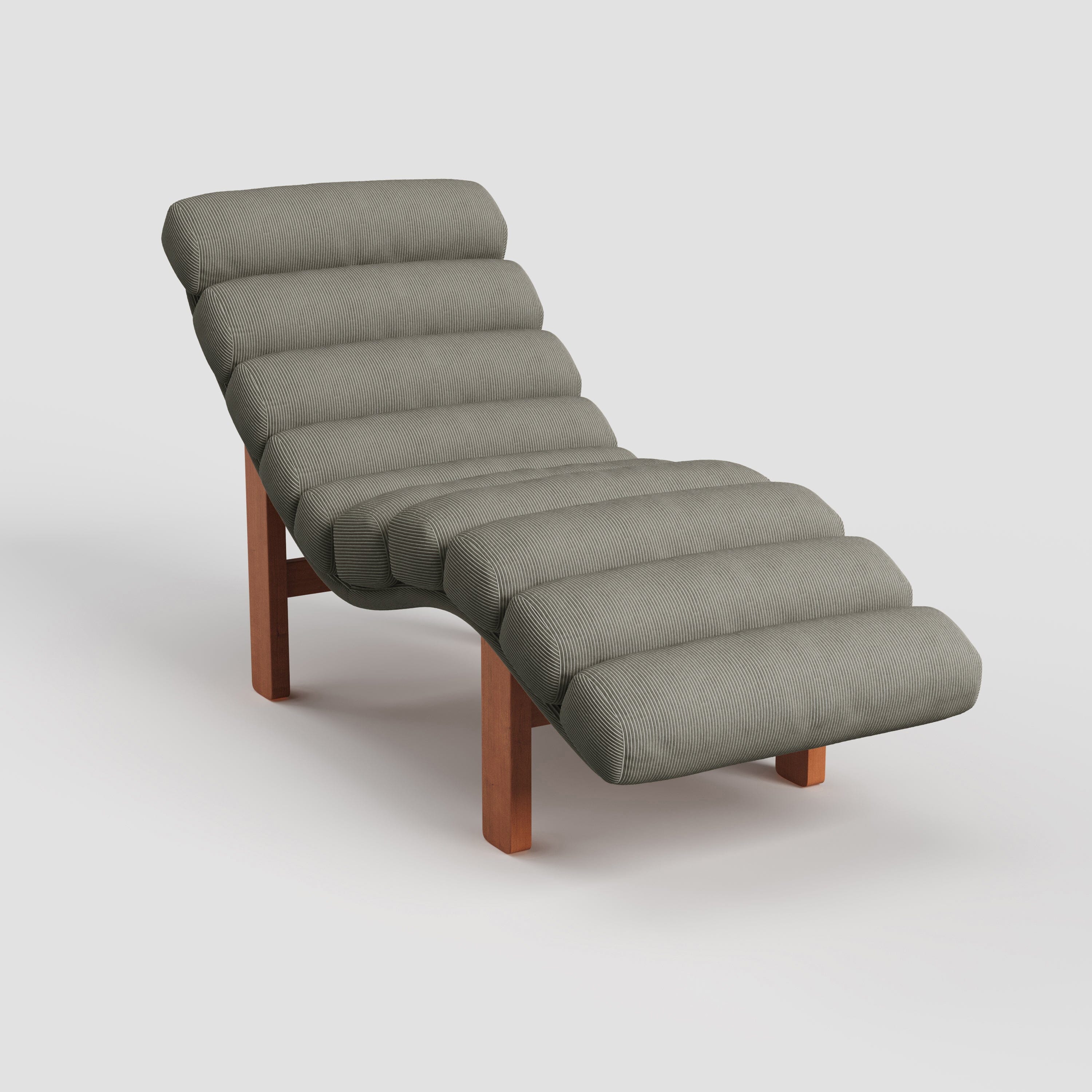 Cottonfy Modern Ergonomic Corduroy Chaise Lounge with Natural Wooden Frame Living and Home 